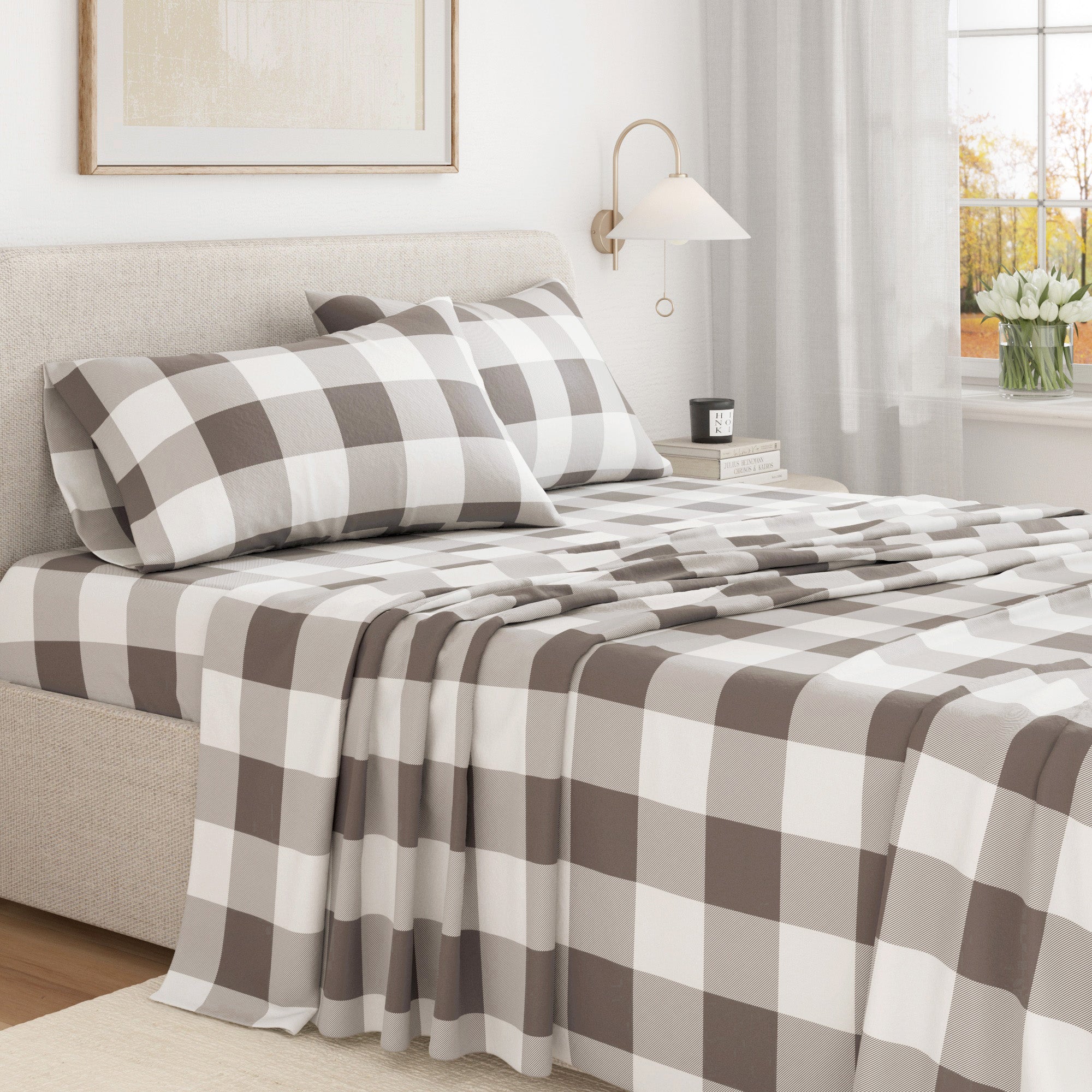 100% Turkish Cotton Plaid Flannel Sheet Sets
