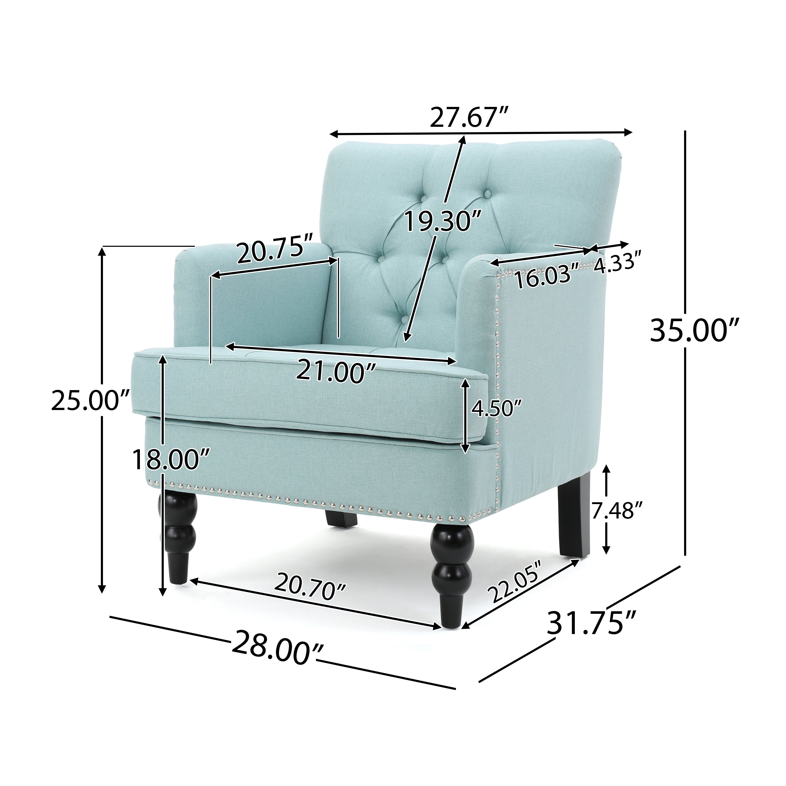 Harrison Tufted Club Chair with Button Tufting and Nailhead Trim