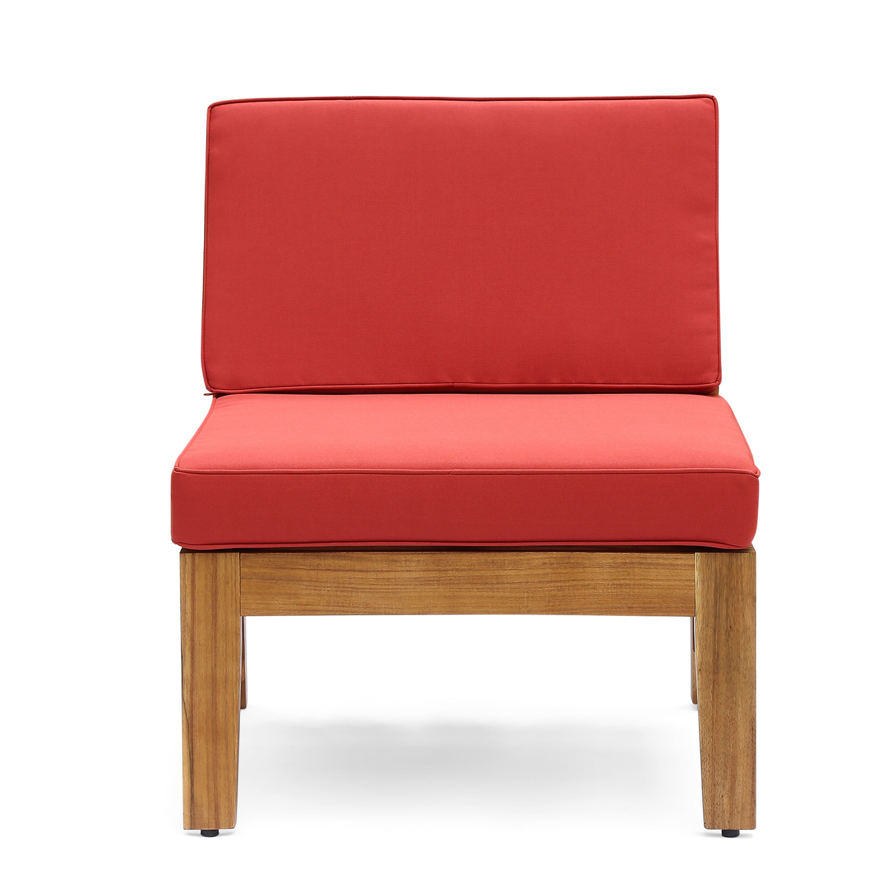 Grenada Outdoor Acacia Wood U-Shape Armless Sectional Sofa