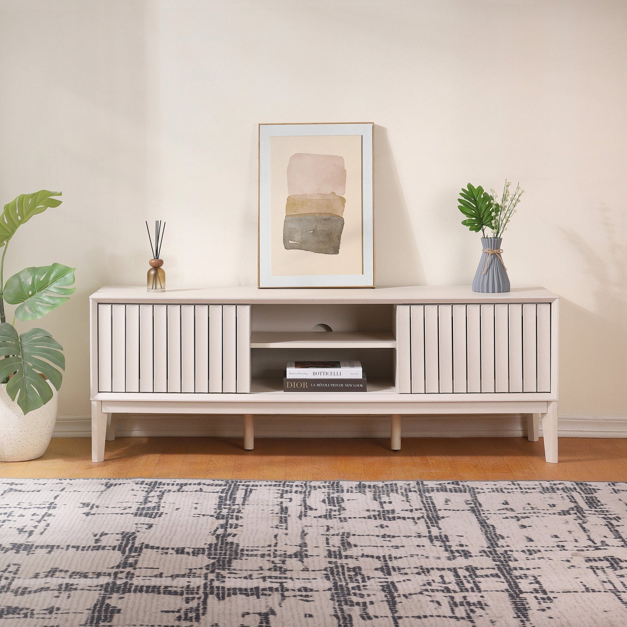Gennaro Farmhouse 3 - Storage Sliding Door TV Stand Fits TVs up to 65 in. with Cable Management - TV Stands