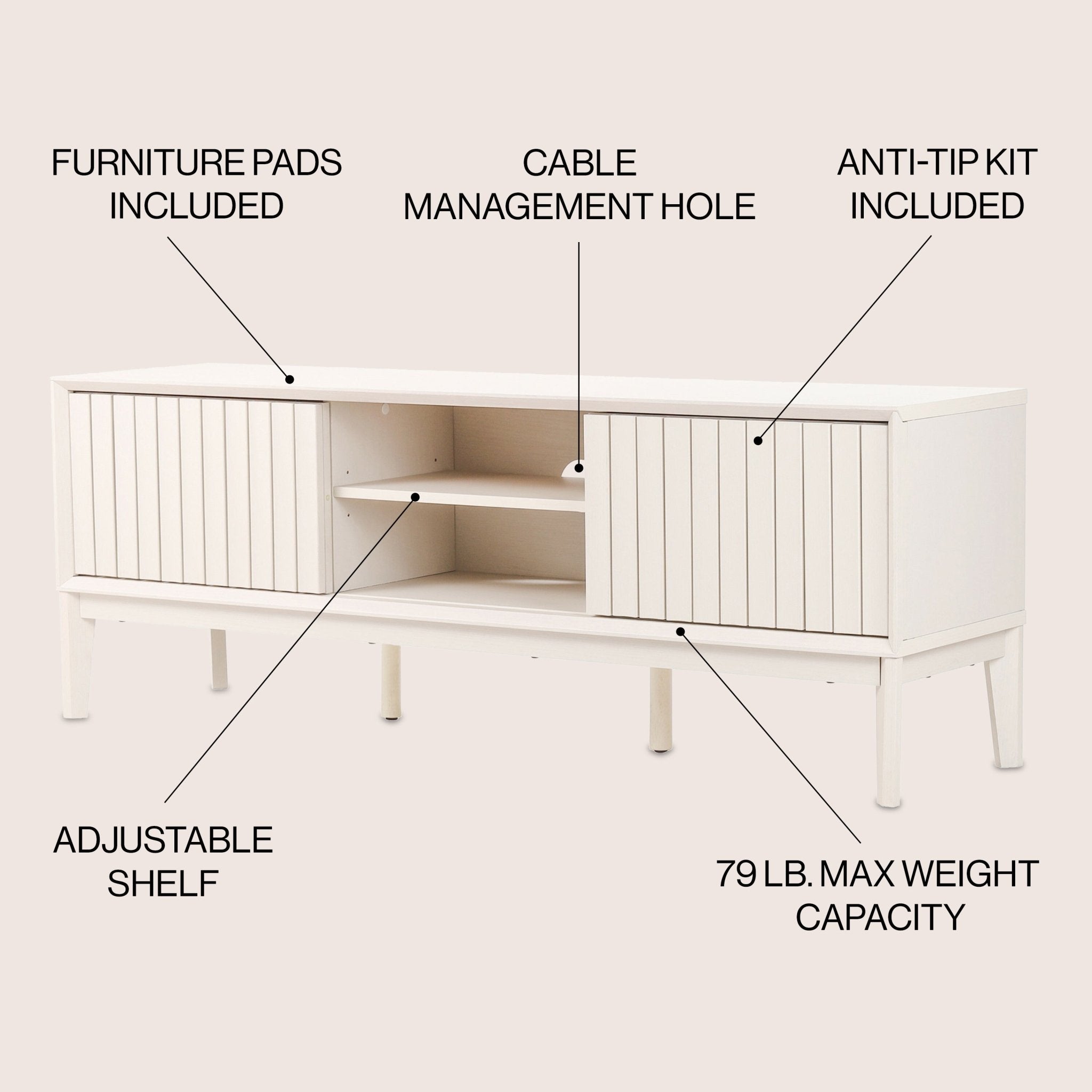 Gennaro Farmhouse 3 - Storage Sliding Door TV Stand Fits TVs up to 65 in. with Cable Management - TV Stands