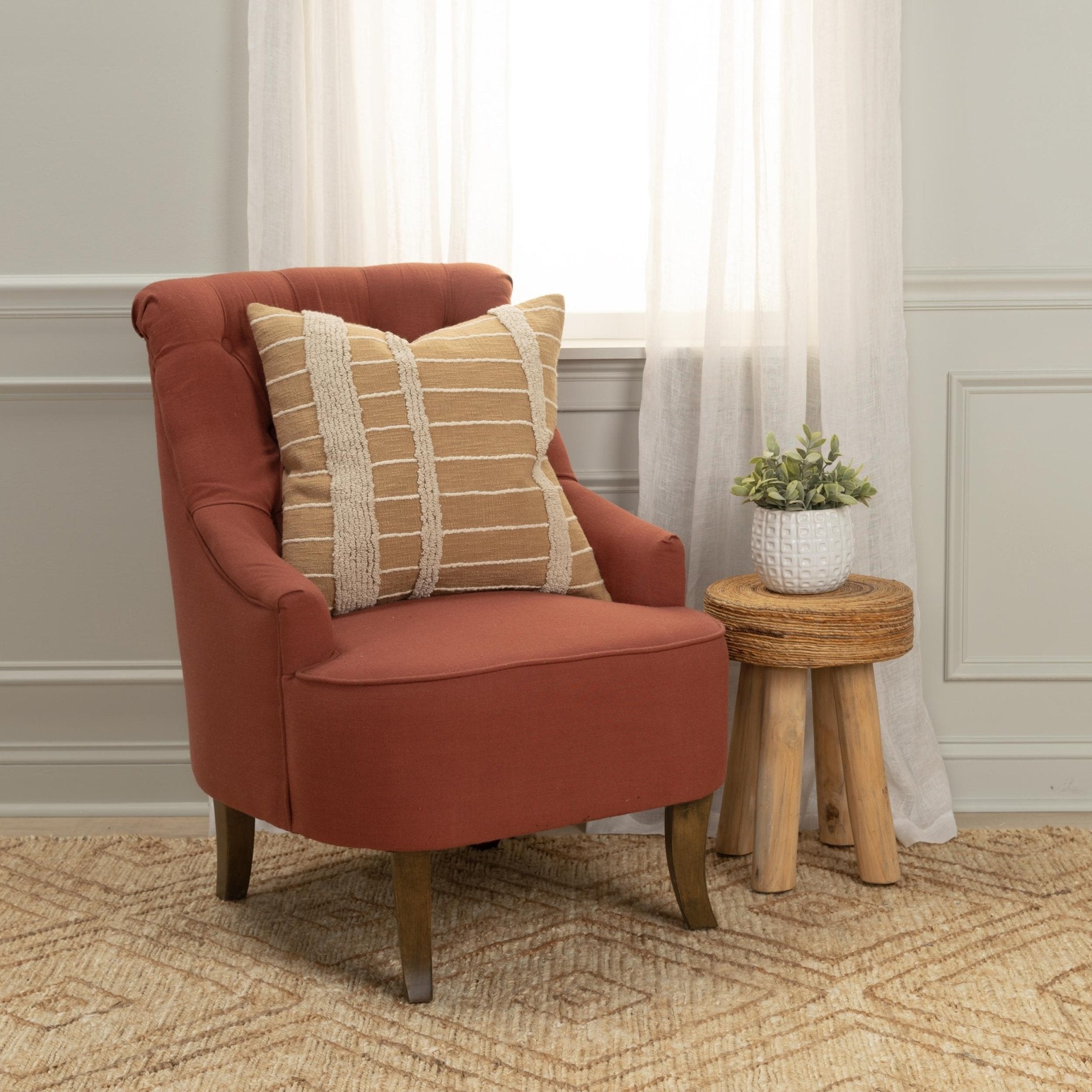 Geo Stripe Tufted Loop Square Pillow - Square Pillows