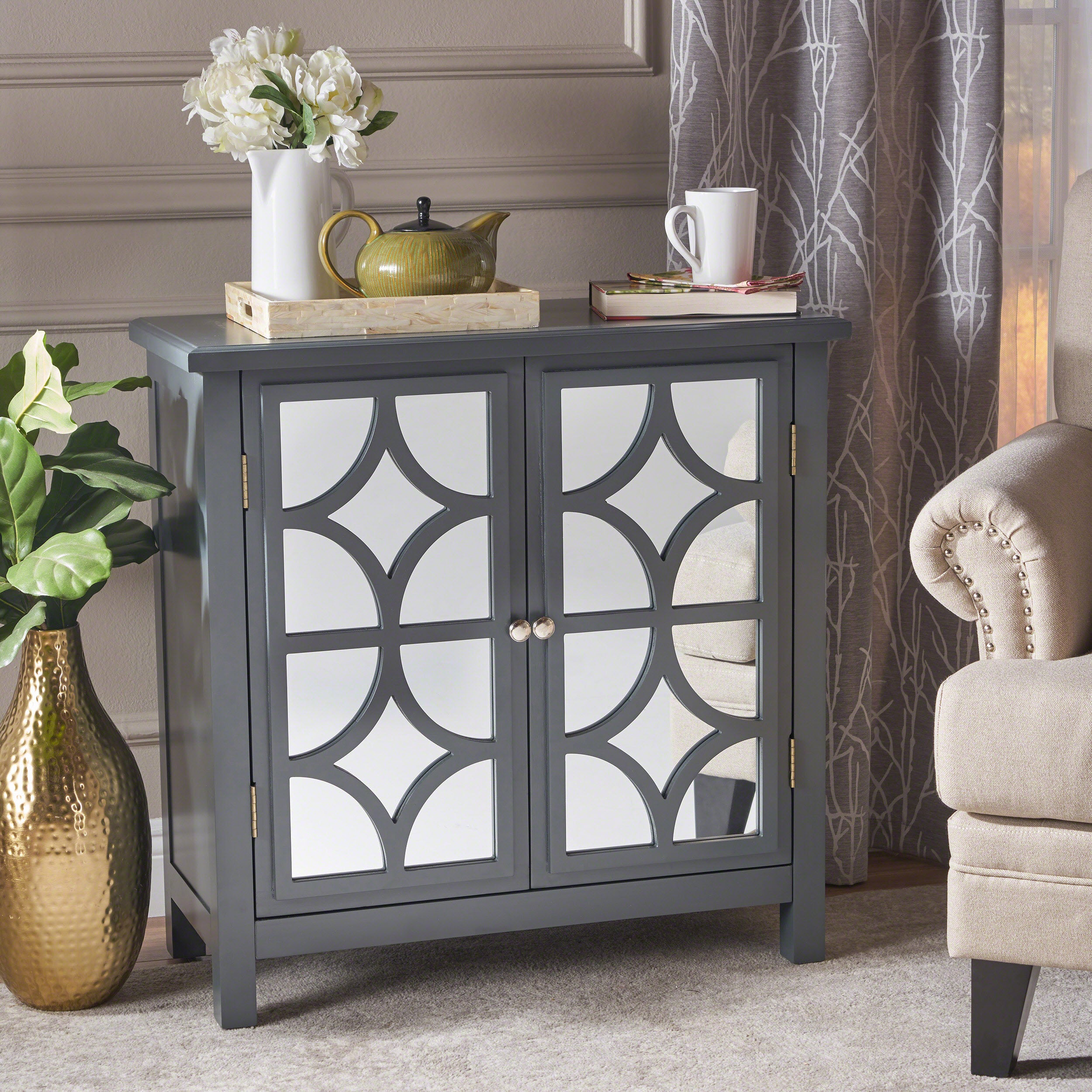 Firwood Mirror Finished Double Door Cabinet
