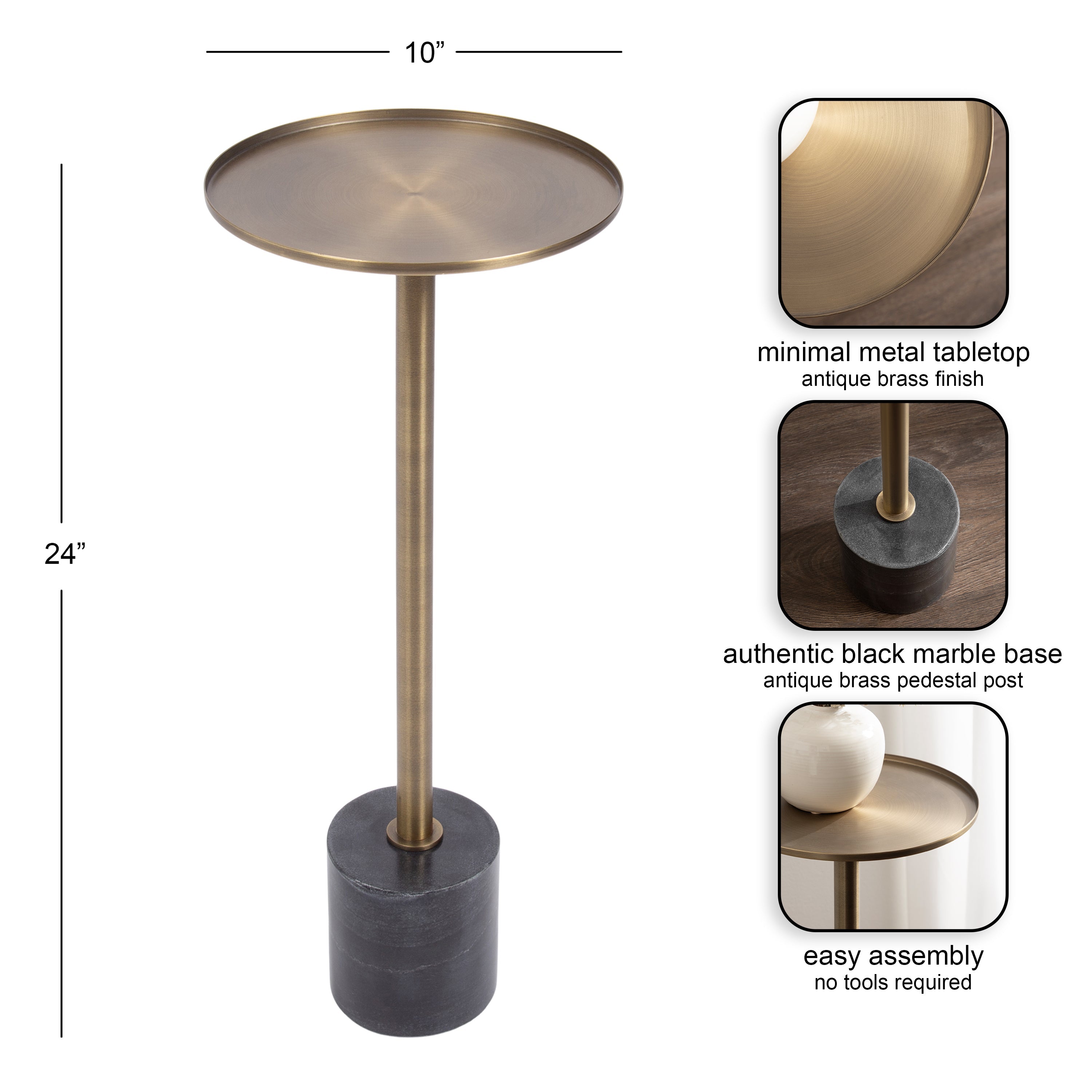 Vanora Metal and Marble Drink Table