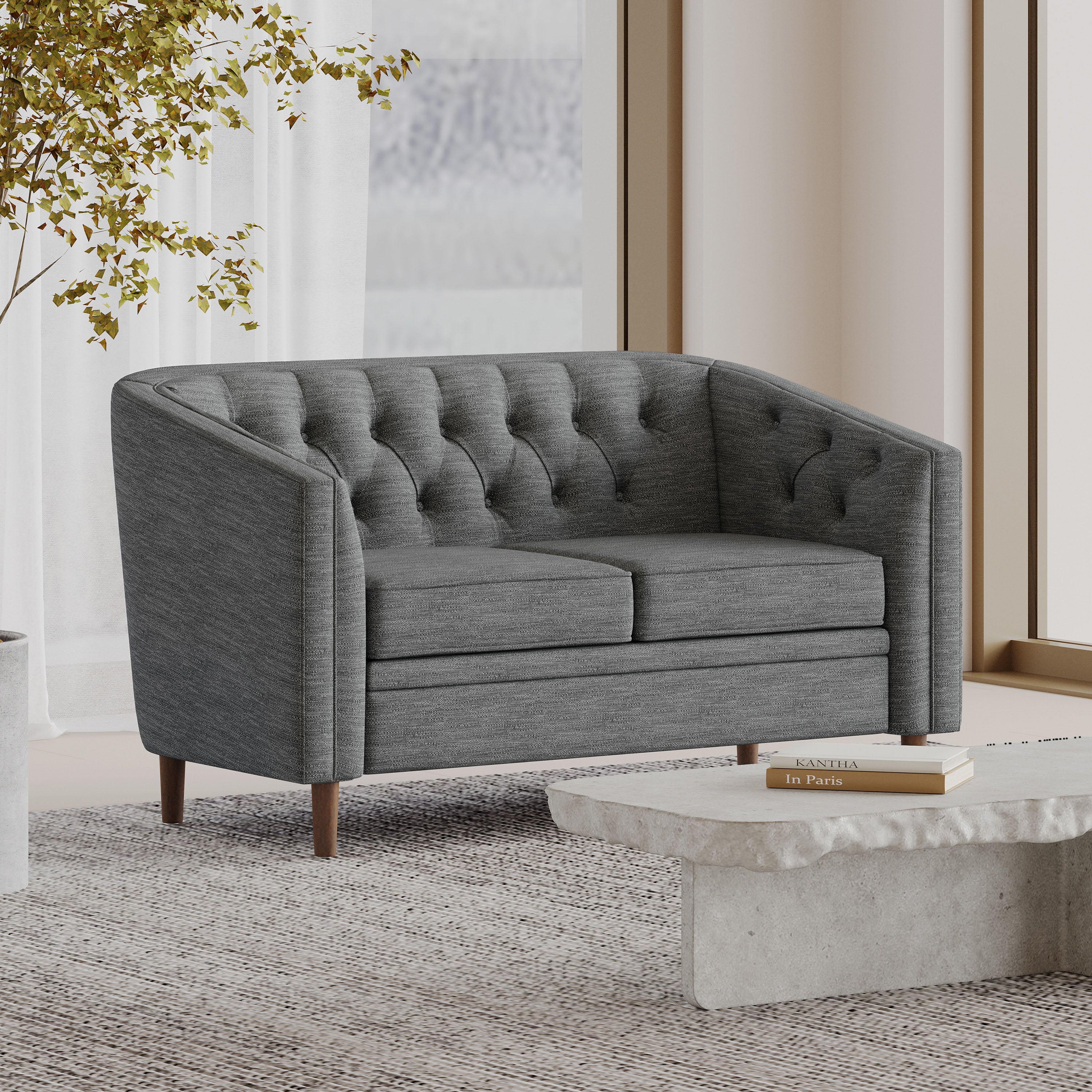 Sophisticated Loveseat with Diamond-Stitched Detailing