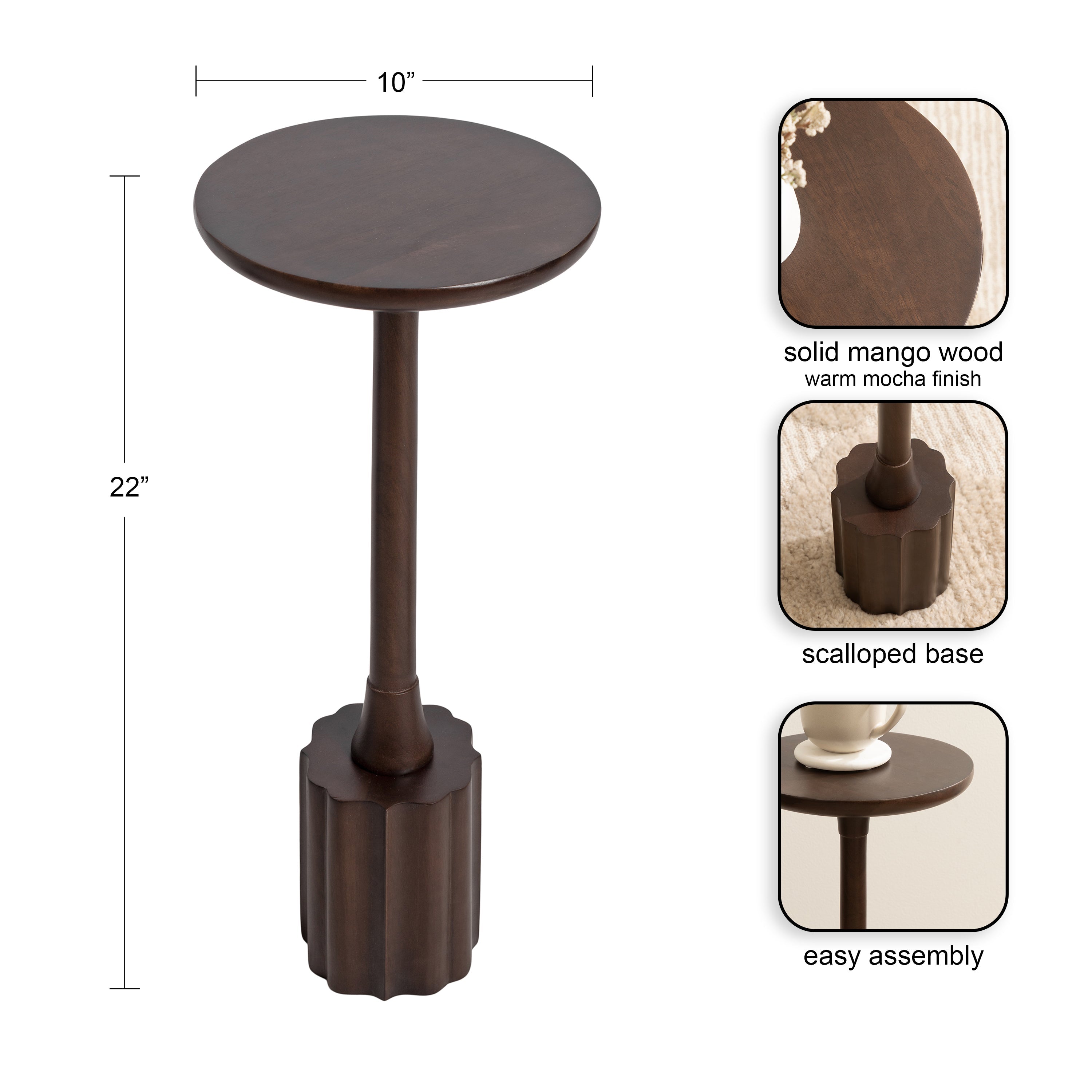 Nisha Wood Drink Table