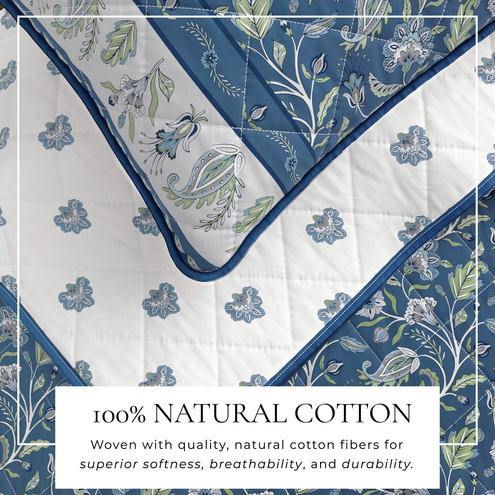 Floral Bordered Cotton Quilt Set