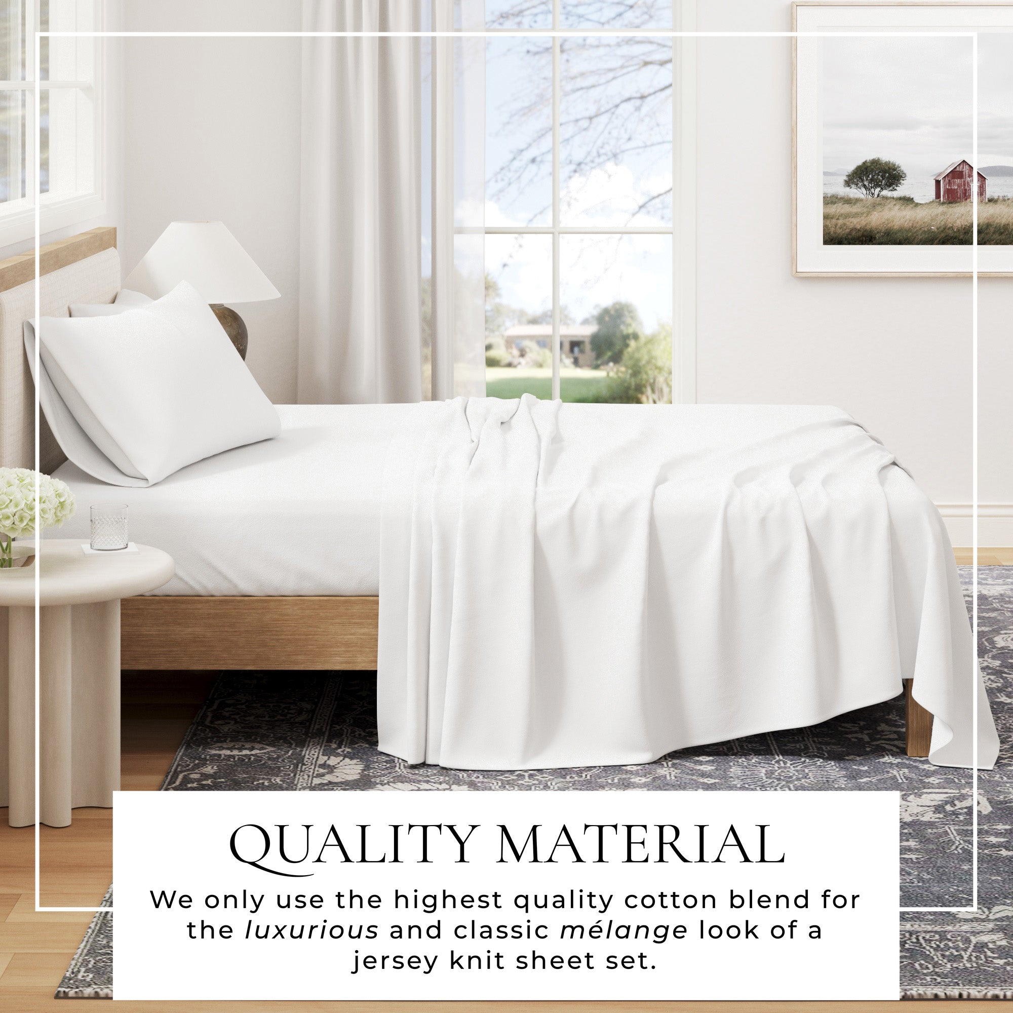 Cotton Heathered Melange Jersey Knit Sheet Set