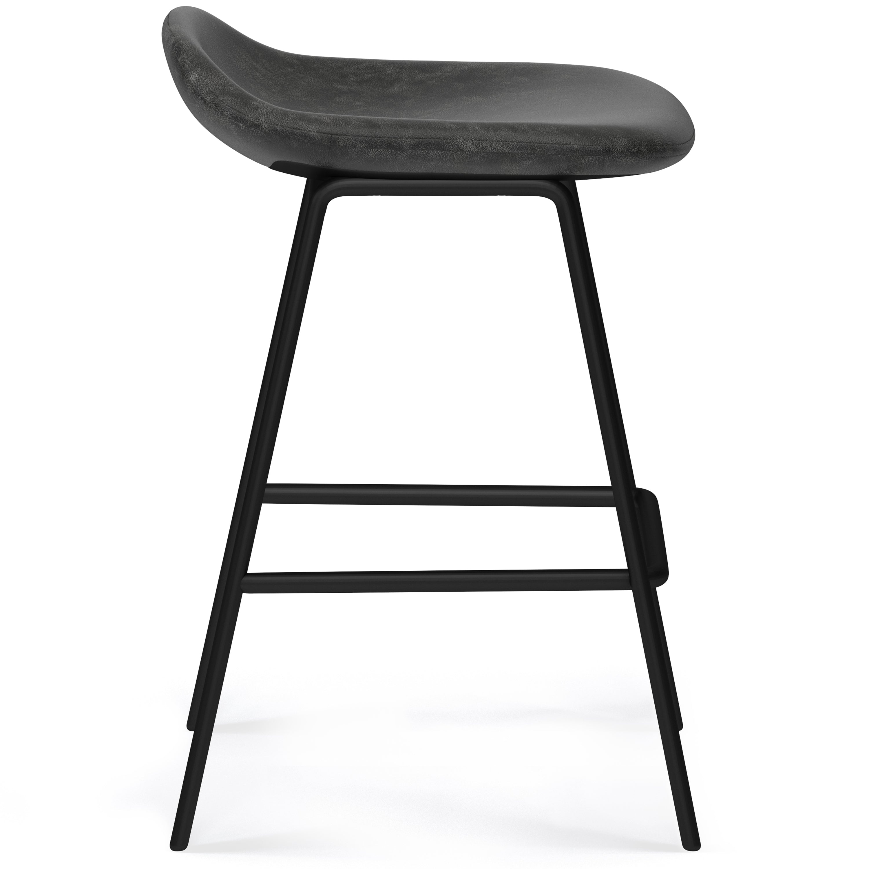 Horizons Faux Leather Stool with Padded Seat and Footrest, Set of 2
