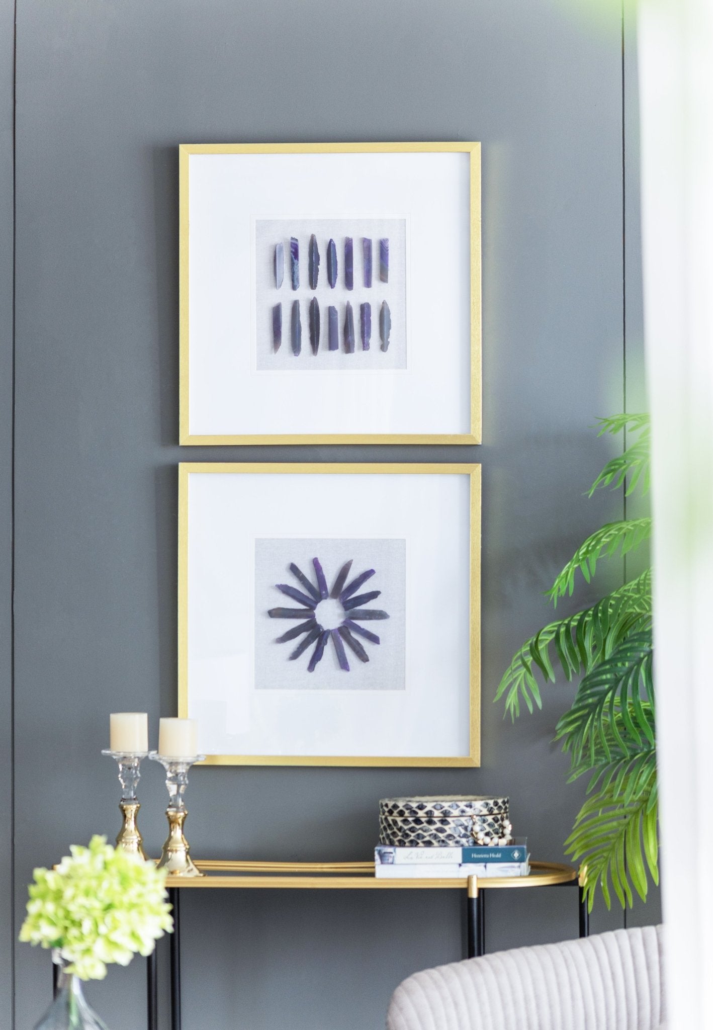 Grace Purple Agate Shadow Boxes Wall Art, Set of 2 - Wall Decor