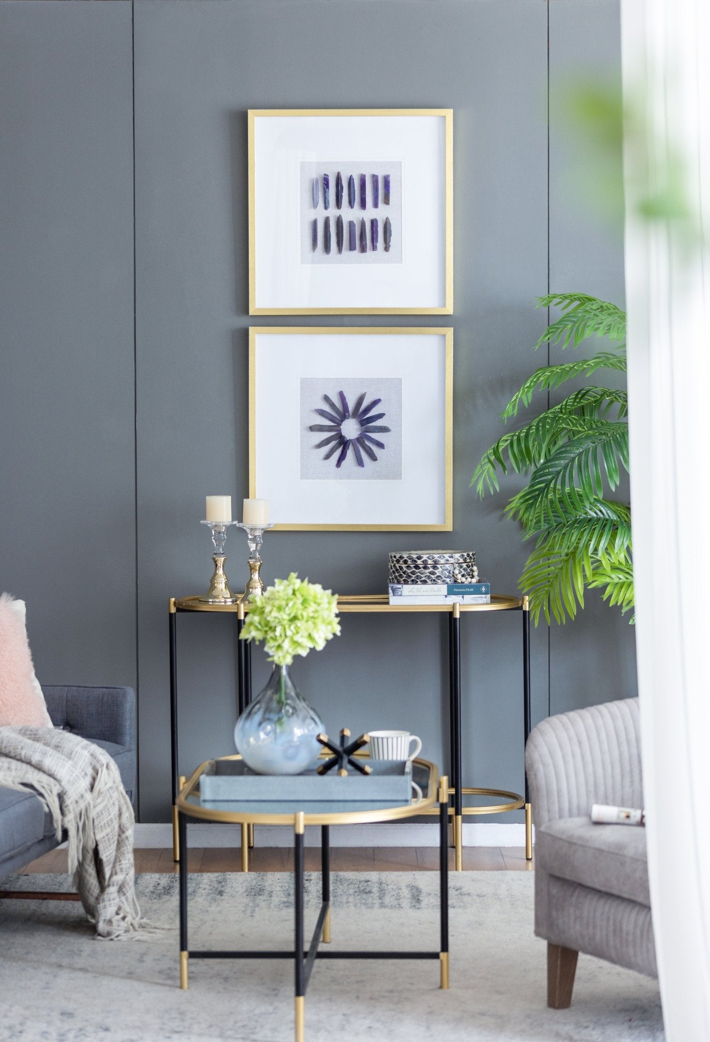 Grace Purple Agate Shadow Boxes Wall Art, Set of 2 - Wall Decor