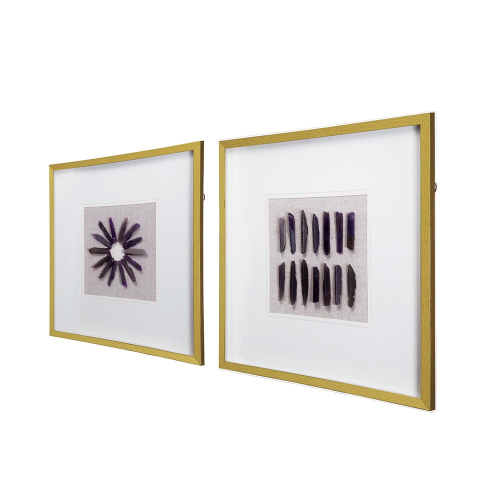 Grace Purple Agate Shadow Boxes Wall Art, Set of 2 - Wall Decor