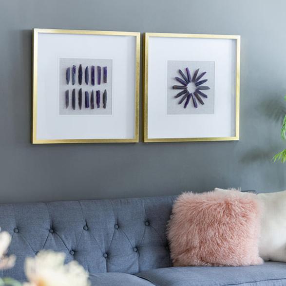 Grace Purple Agate Shadow Boxes Wall Art, Set of 2 - Wall Decor