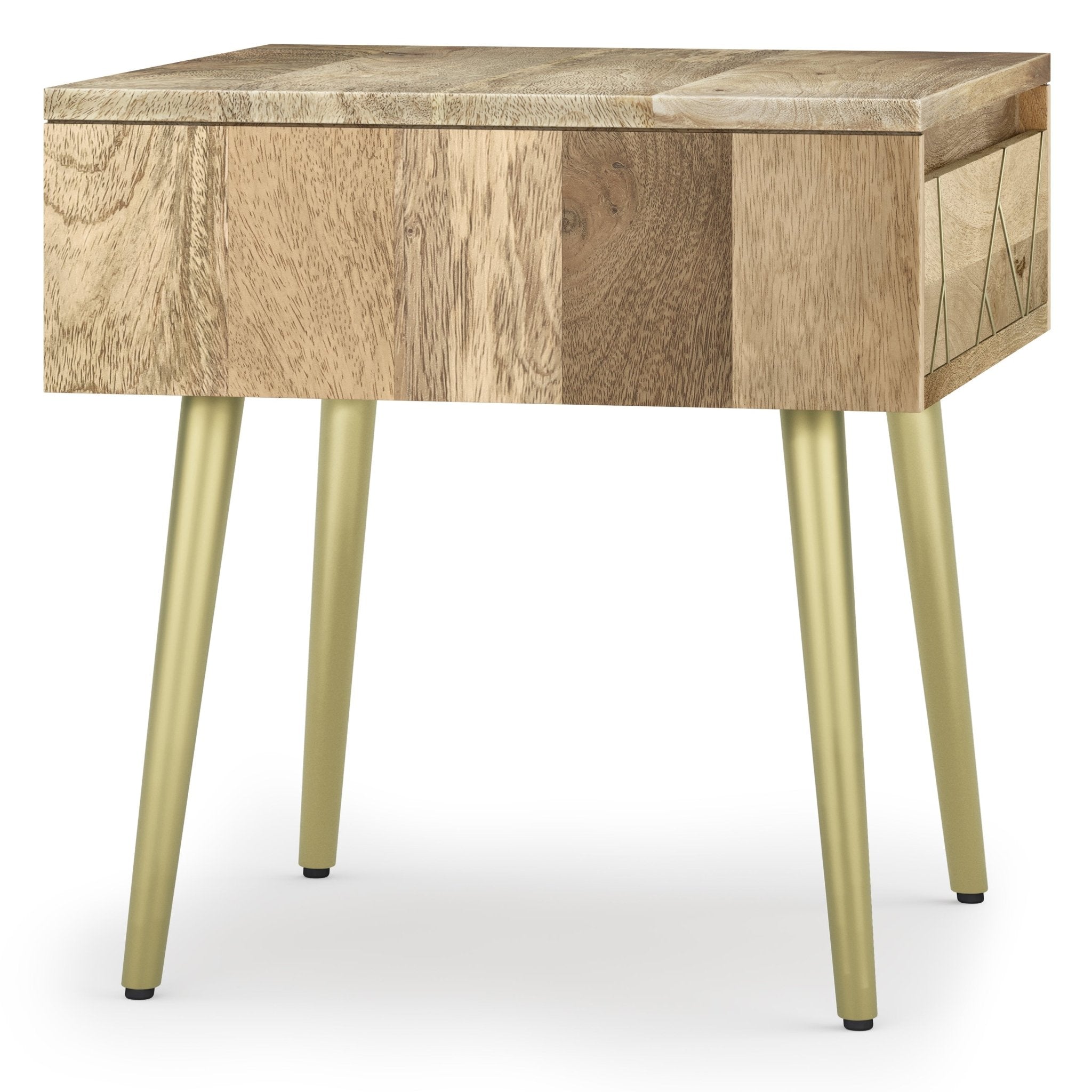 Graceful Side Table with Drawer and Metal Legs - Side Tables