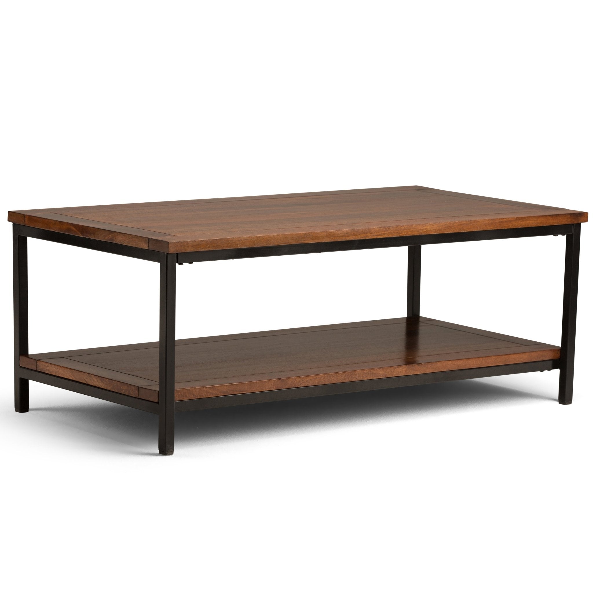 Haloed Rectangular Coffee Table with Open Bottom Shelf and Metal Frame - Coffee Tables