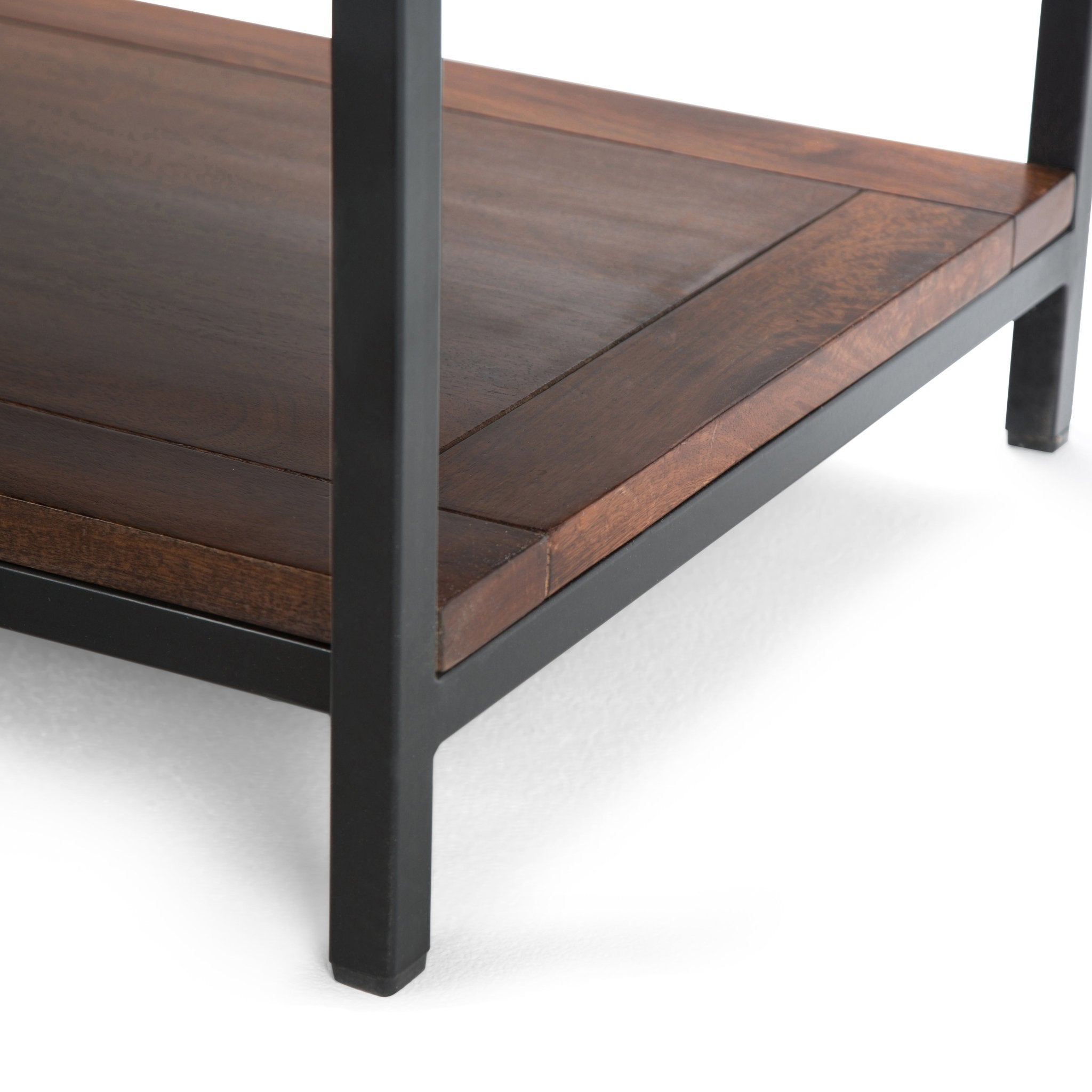 Haloed Rectangular Coffee Table with Open Bottom Shelf and Metal Frame - Coffee Tables