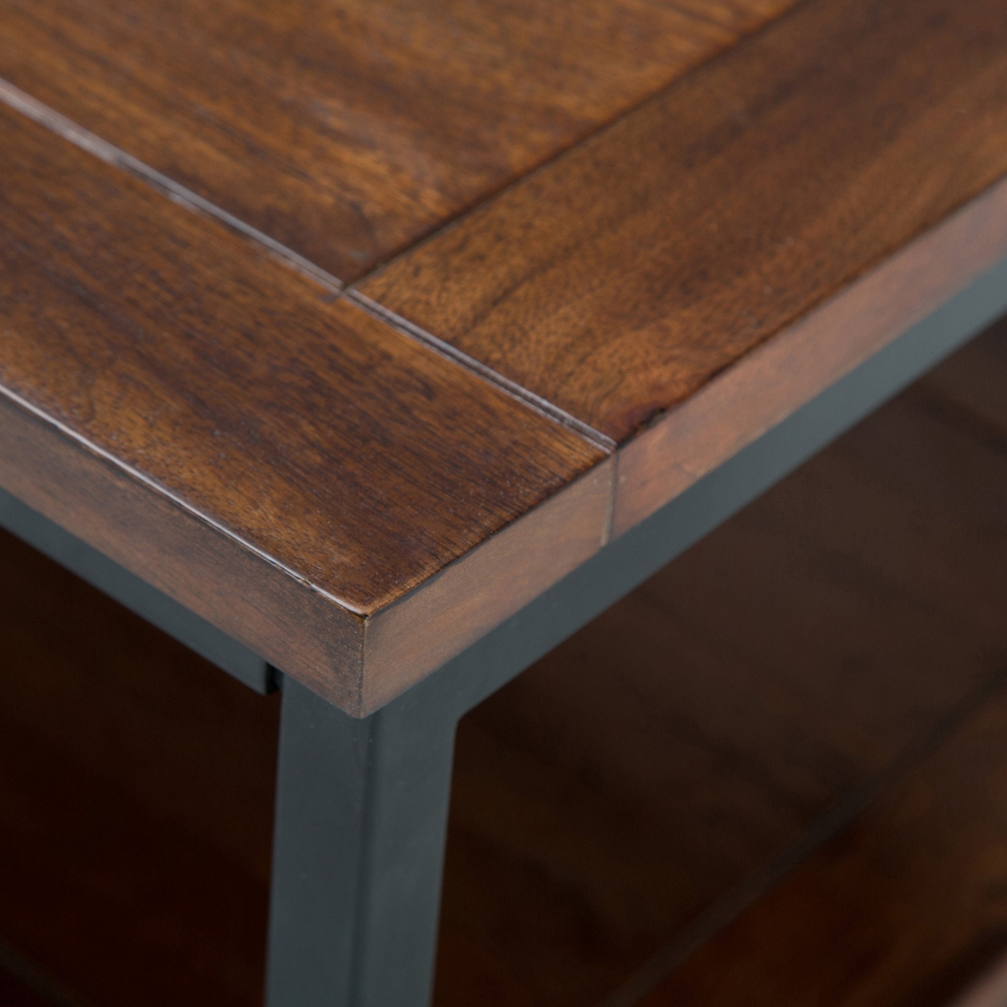 Haloed Rectangular Coffee Table with Open Bottom Shelf and Metal Frame - Coffee Tables