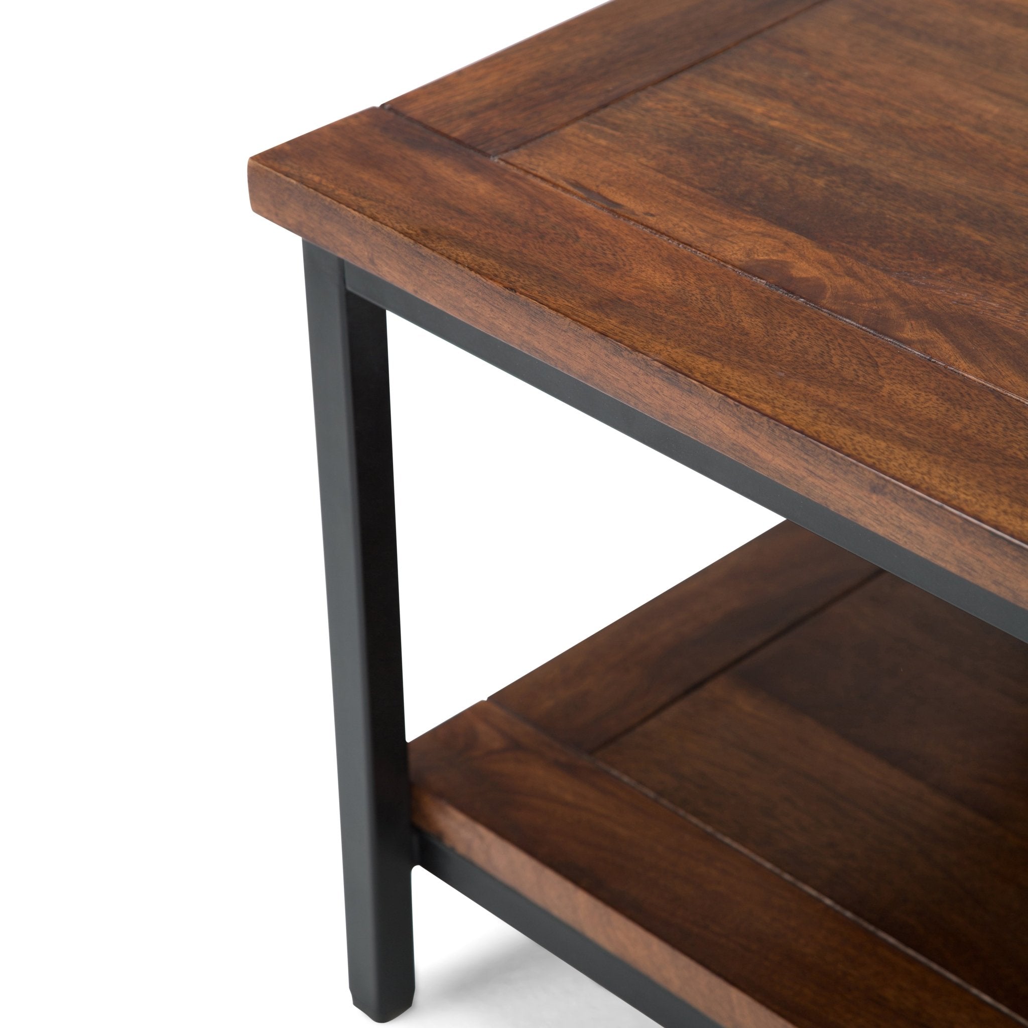 Haloed Rectangular Coffee Table with Open Bottom Shelf and Metal Frame - Coffee Tables