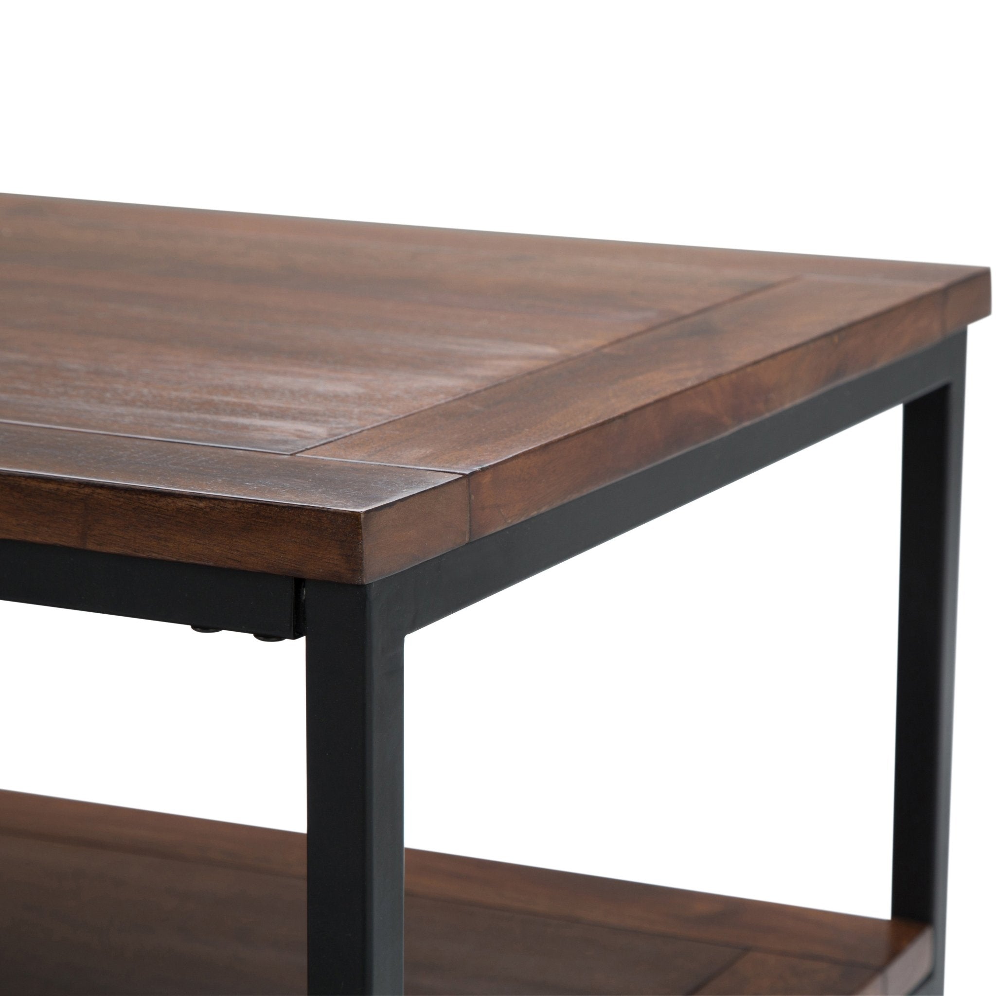 Haloed Rectangular Coffee Table with Open Bottom Shelf and Metal Frame - Coffee Tables