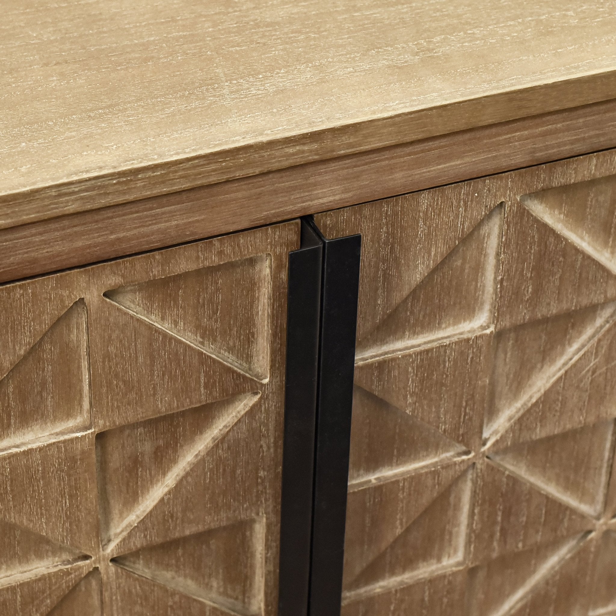 Hand - Carved 2 Doors Accent Cabinet with Shelves and Wood Legs - Cabinets