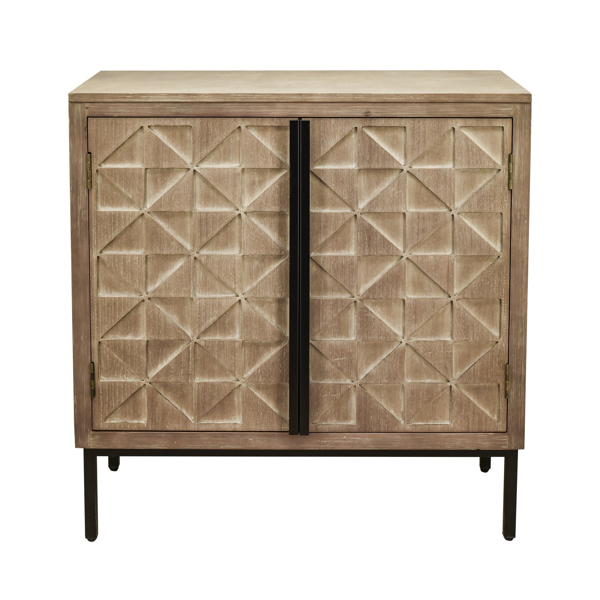 Hand - Carved 2 Doors Accent Cabinet with Shelves and Wood Legs - Cabinets