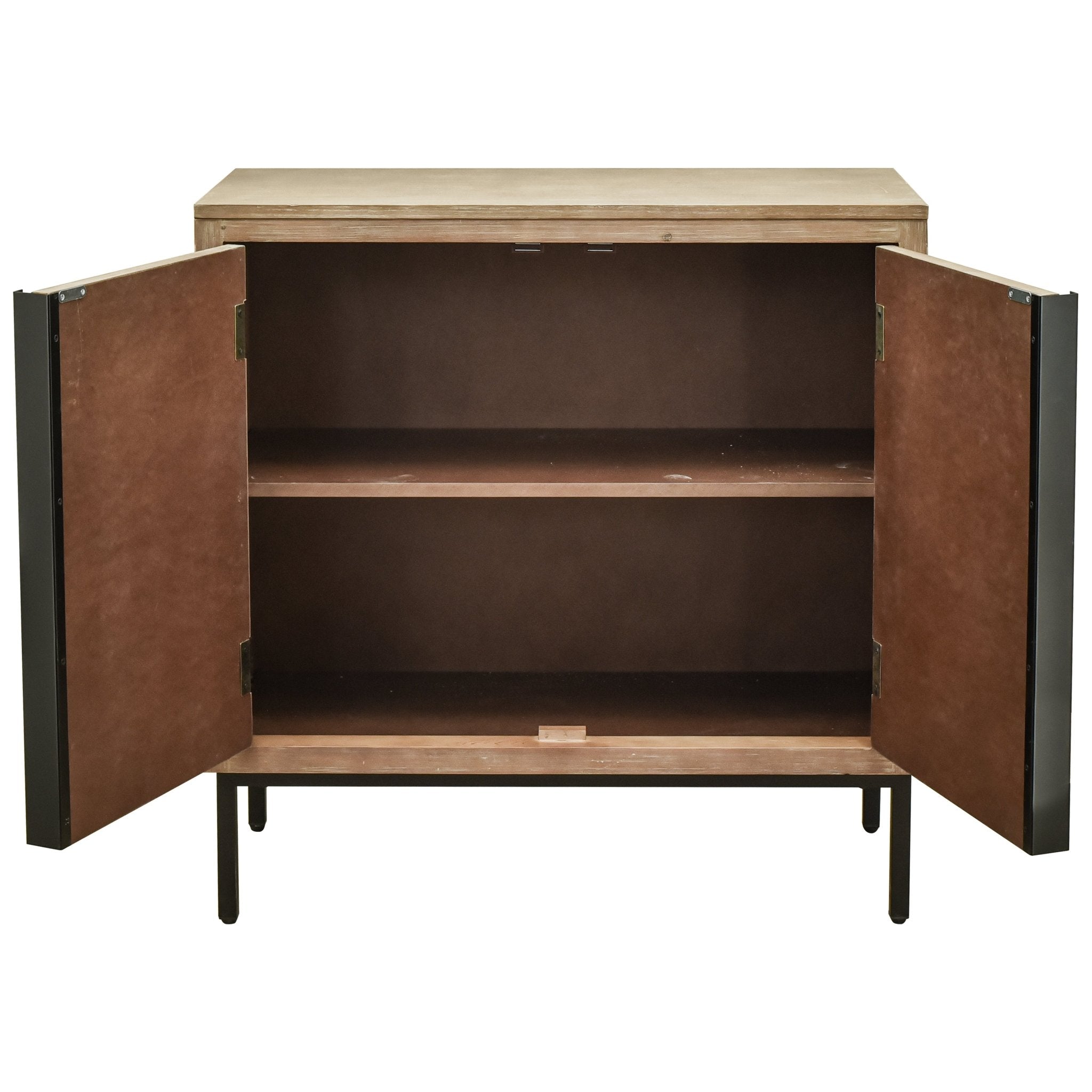 Hand - Carved 2 Doors Accent Cabinet with Shelves and Wood Legs - Cabinets