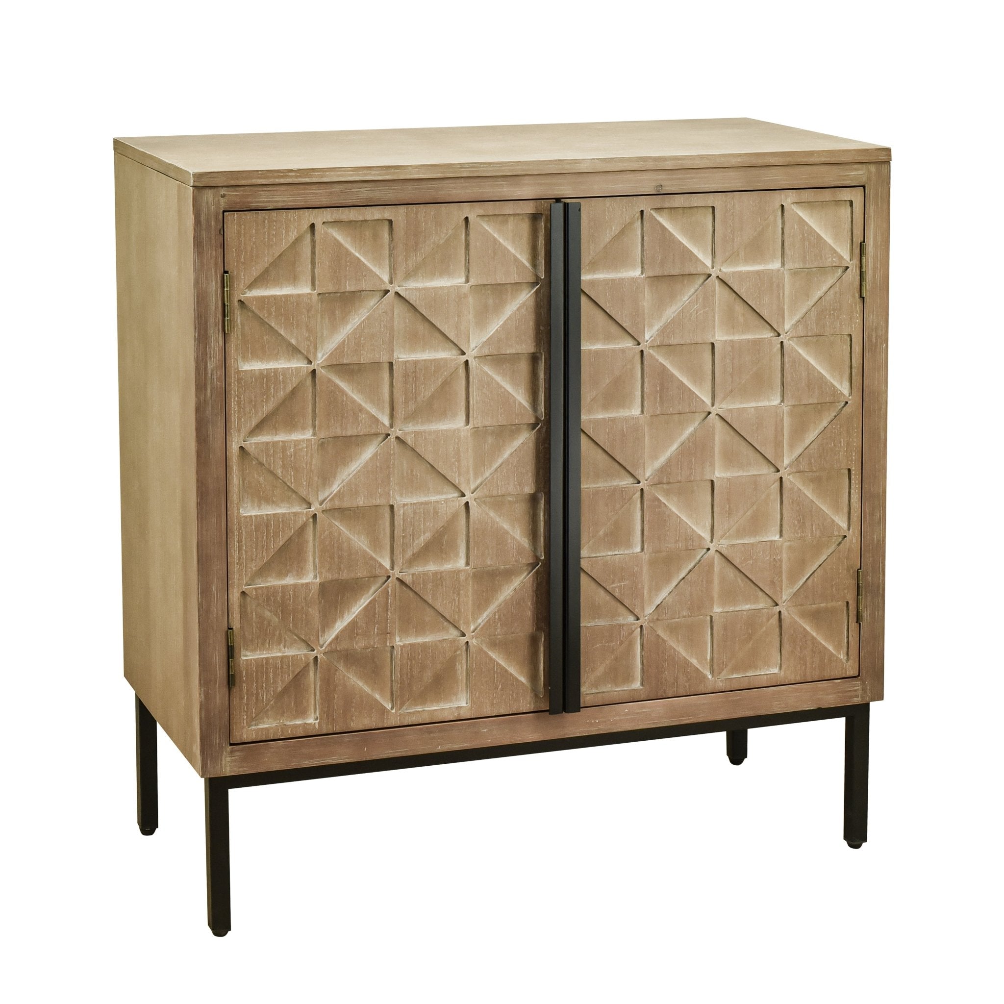 Hand - Carved 2 Doors Accent Cabinet with Shelves and Wood Legs - Cabinets