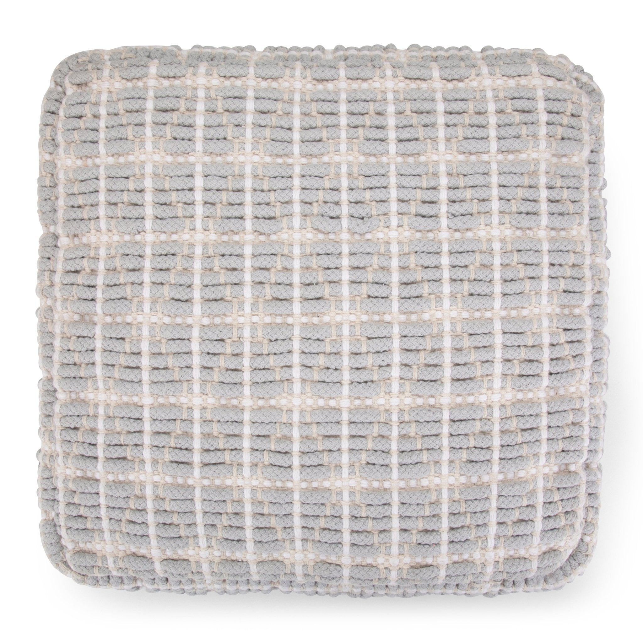 Handcrafted Cotton Square Pouf with Zipper - Pouf