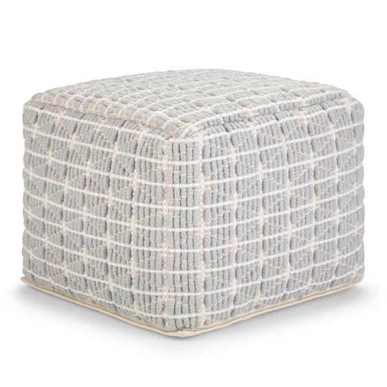 Handcrafted Cotton Square Pouf with Zipper - Pouf