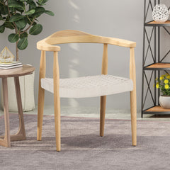 Handmade Flat Rope Weave with Smooth Ash Wood Frame Arm Chair - Dining Chairs