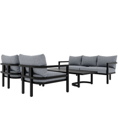 Harmonize 4-Piece Outdoor Steel Sofa Set with Waterproof, Anti-rust, and Anti-UV Properties - Outdoor Seating