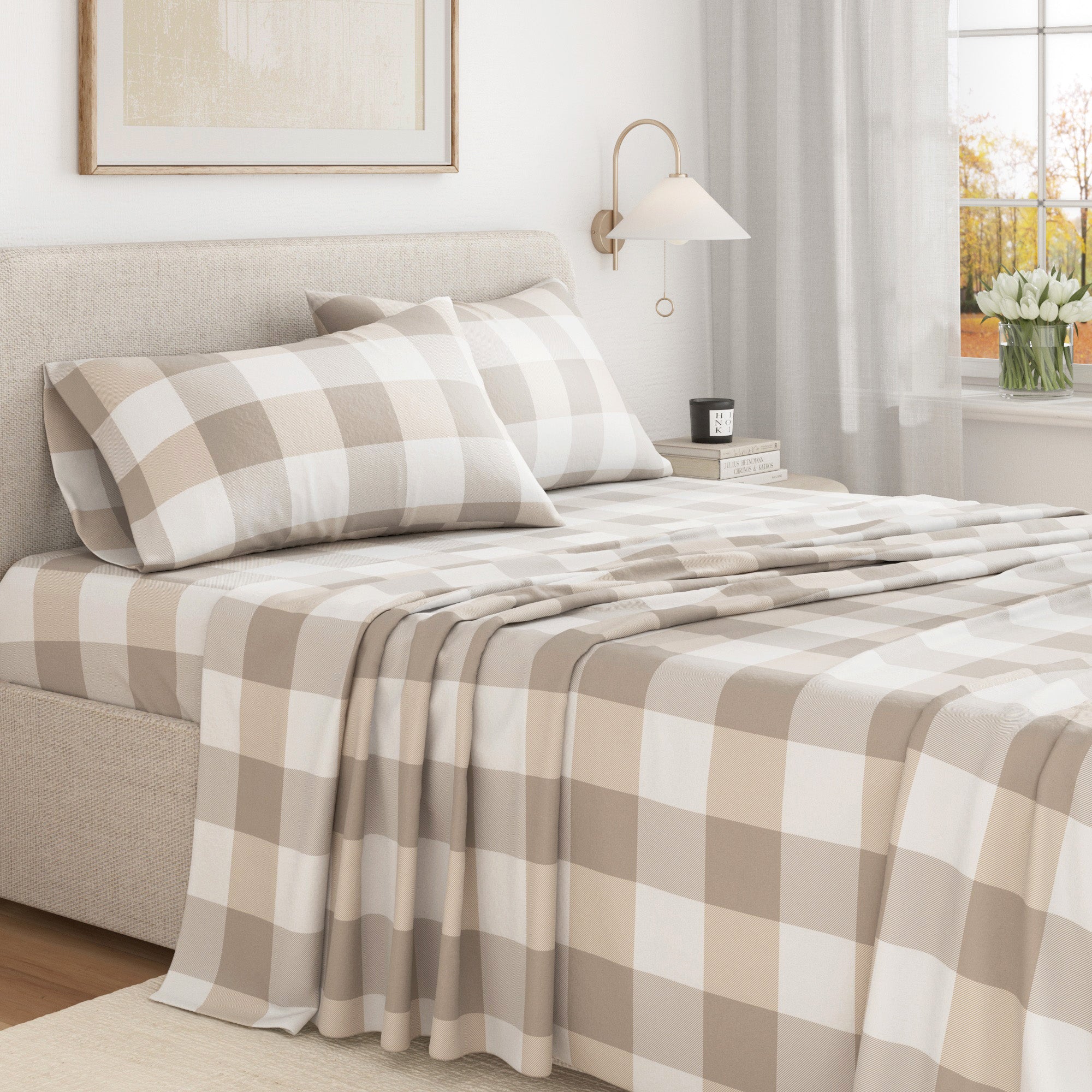 100% Turkish Cotton Plaid Flannel Sheet Sets