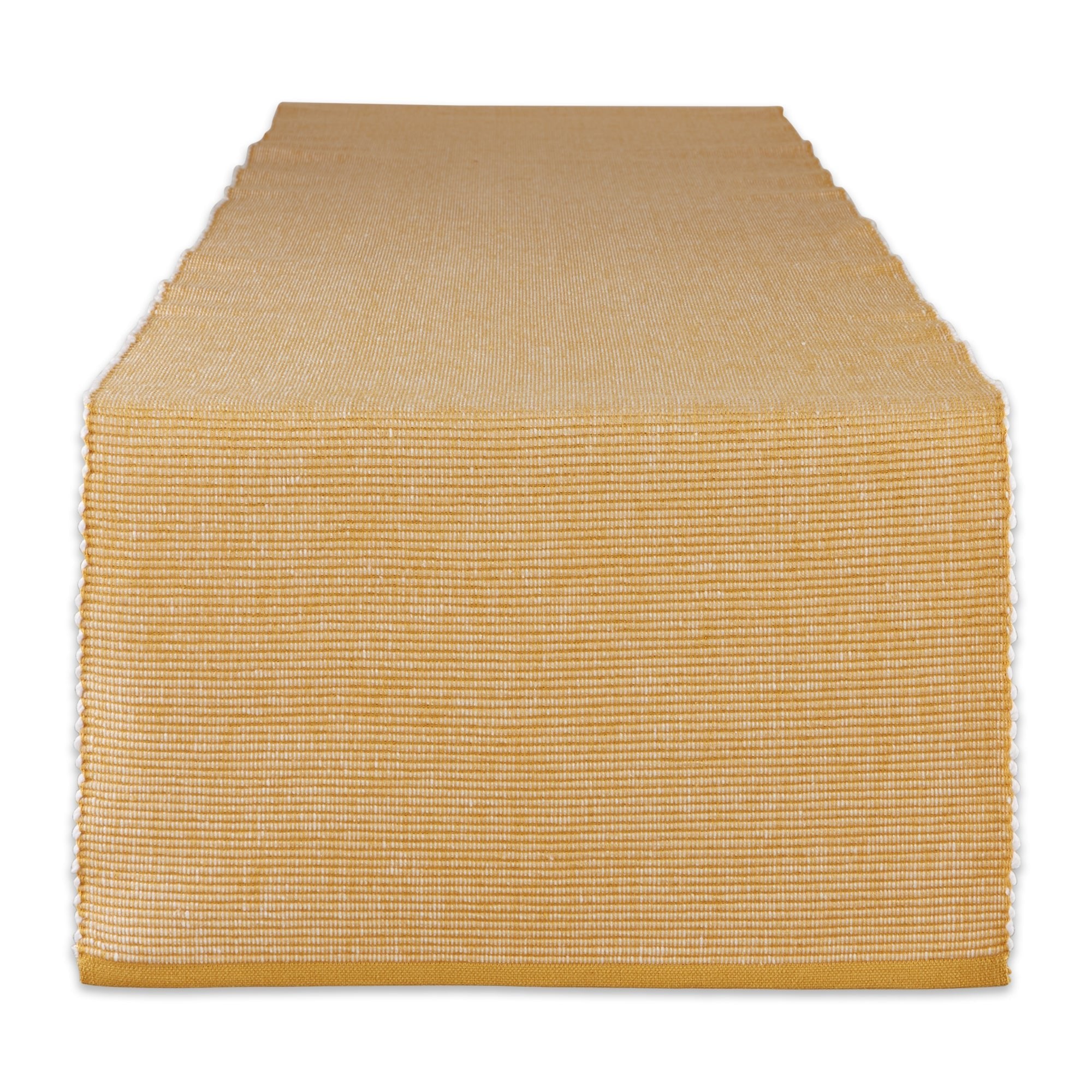 Honey Gold/White 2 - Tone Ribbed Table Runner 13X108 - Table Runners