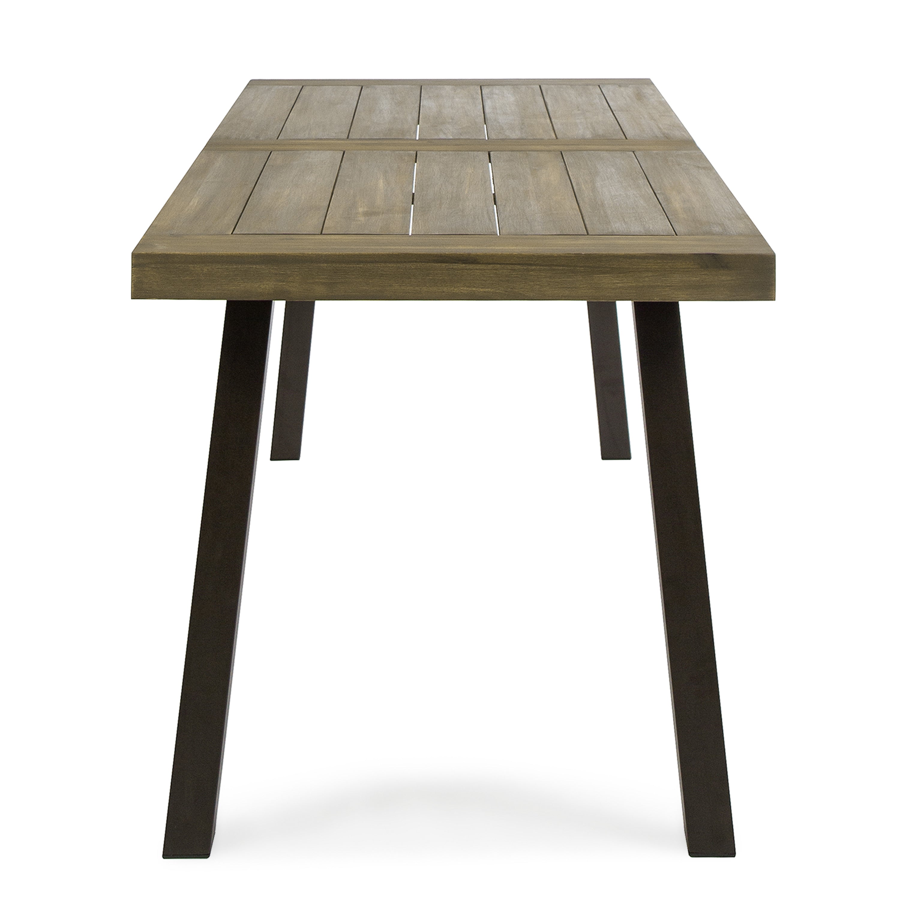 Della Outdoor Acacia Wood Dining Table with Metal Legs