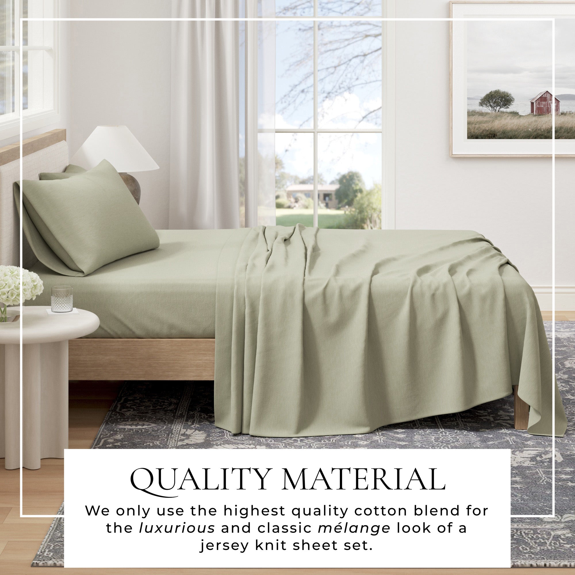 Cotton Heathered Melange Jersey Knit Sheet Set