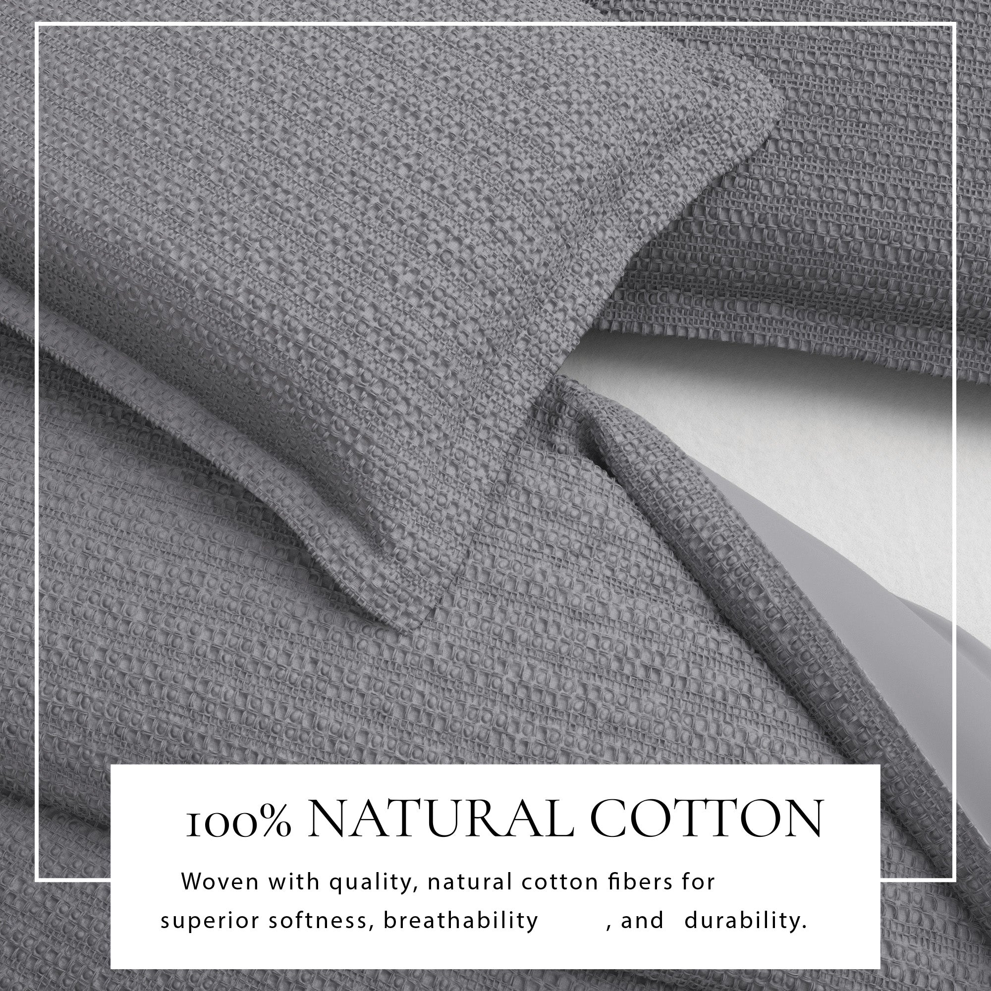100% Cotton Honeycomb Waffle Textured Duvet Cover with Pillow Shams