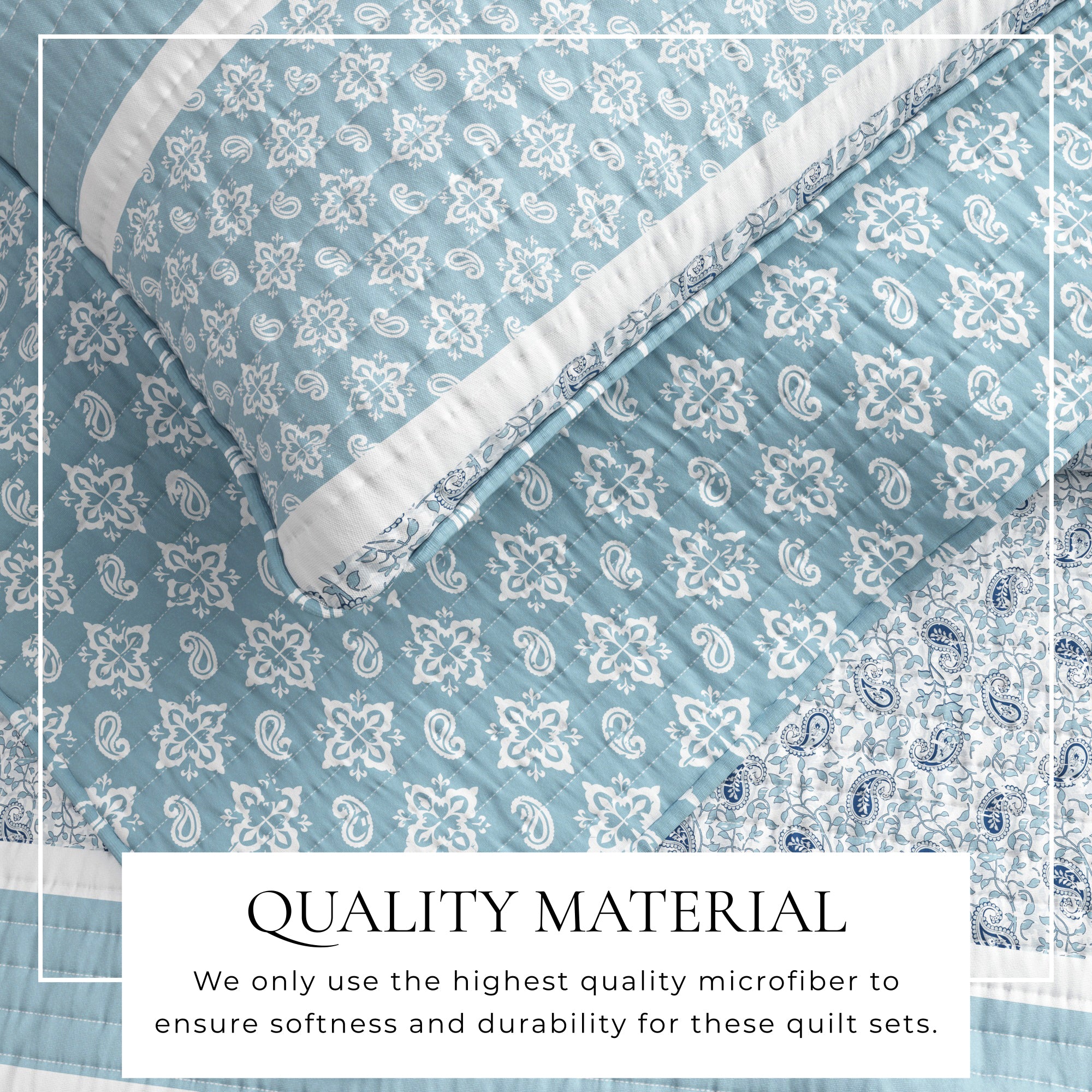 Paisley Patchwork Stripe Reversible Quilt Set with Shams