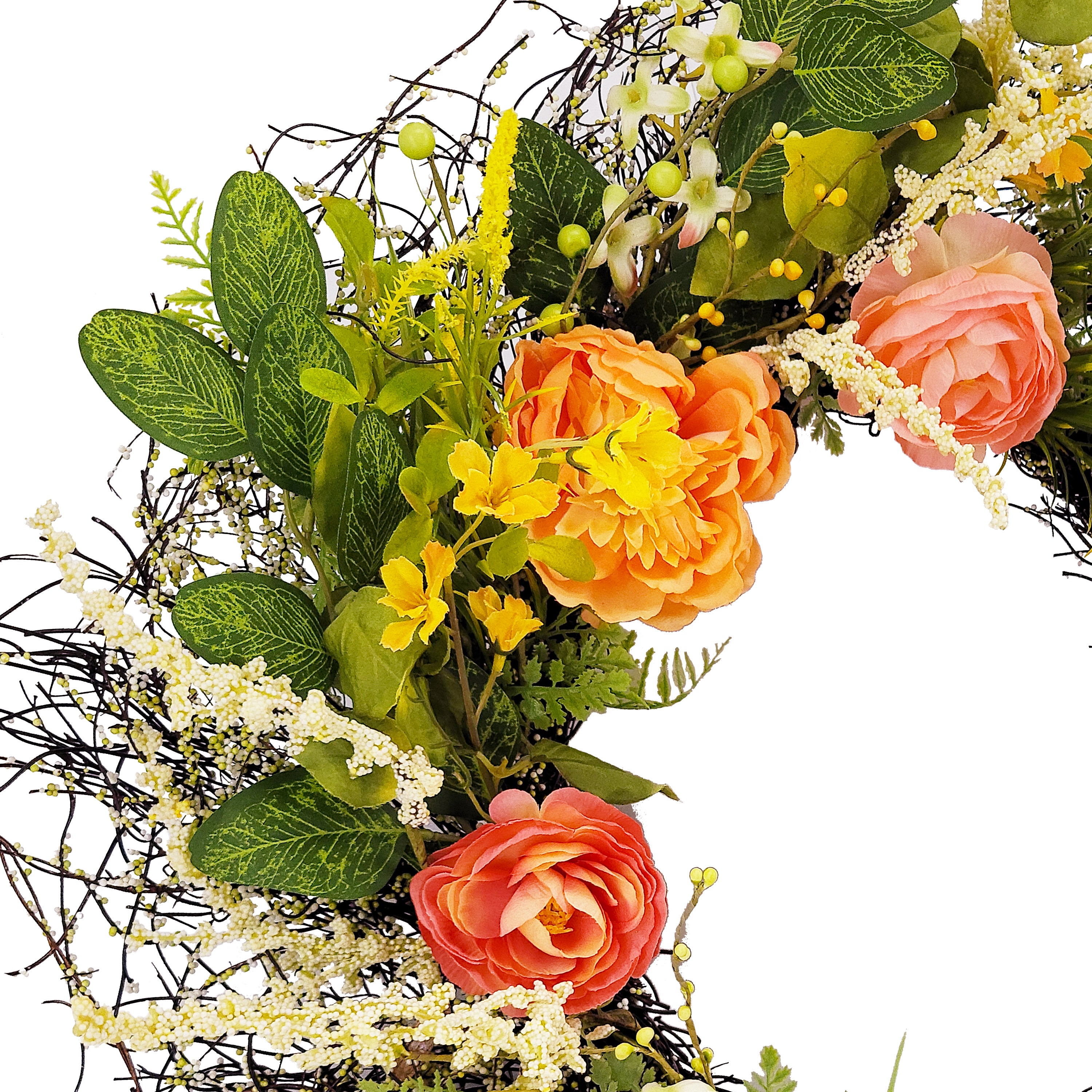 24" Artificial Multicolor Peony Floral Spring Door Wreath