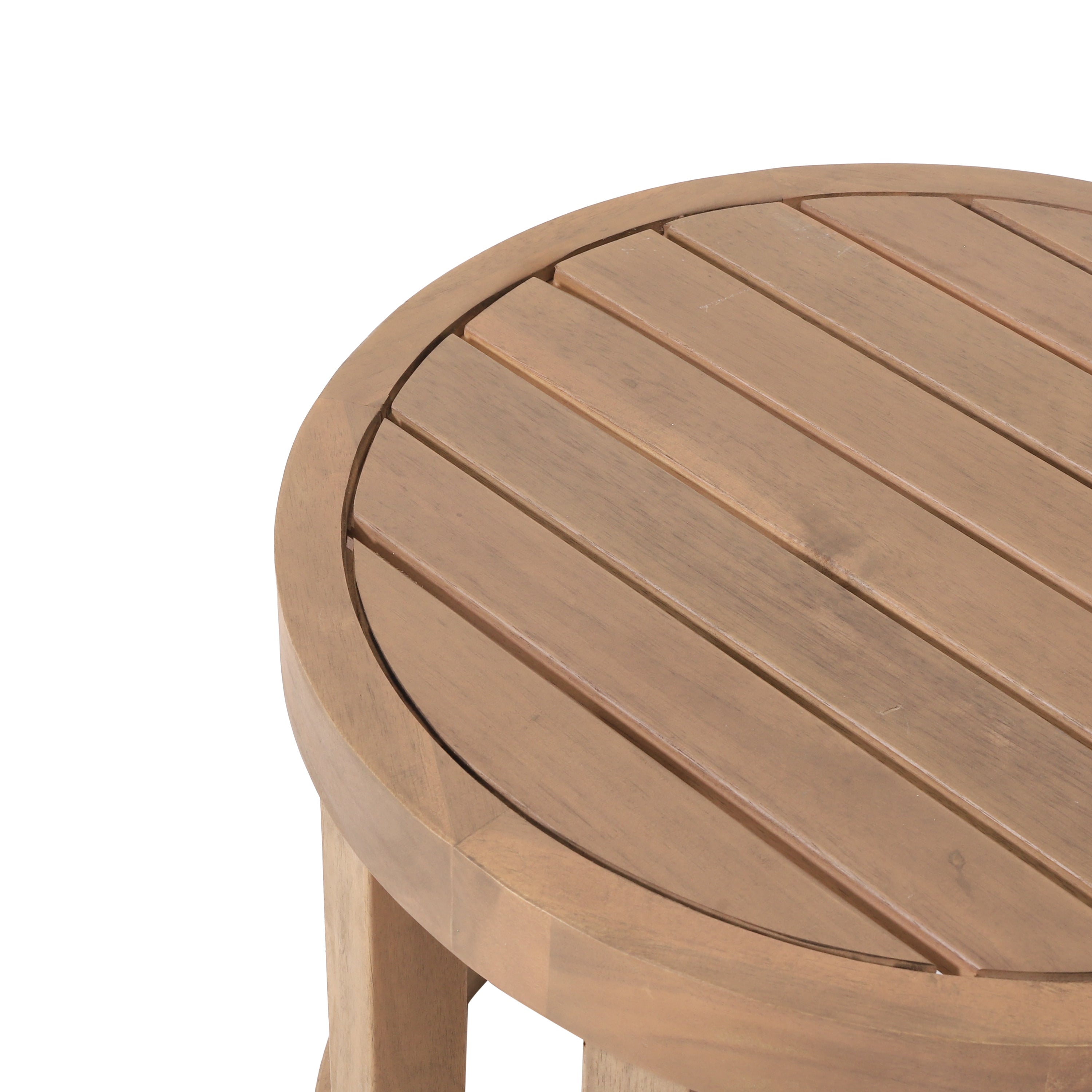 Outdoor Acacia Wood Side Table, 18" Solid Side Table