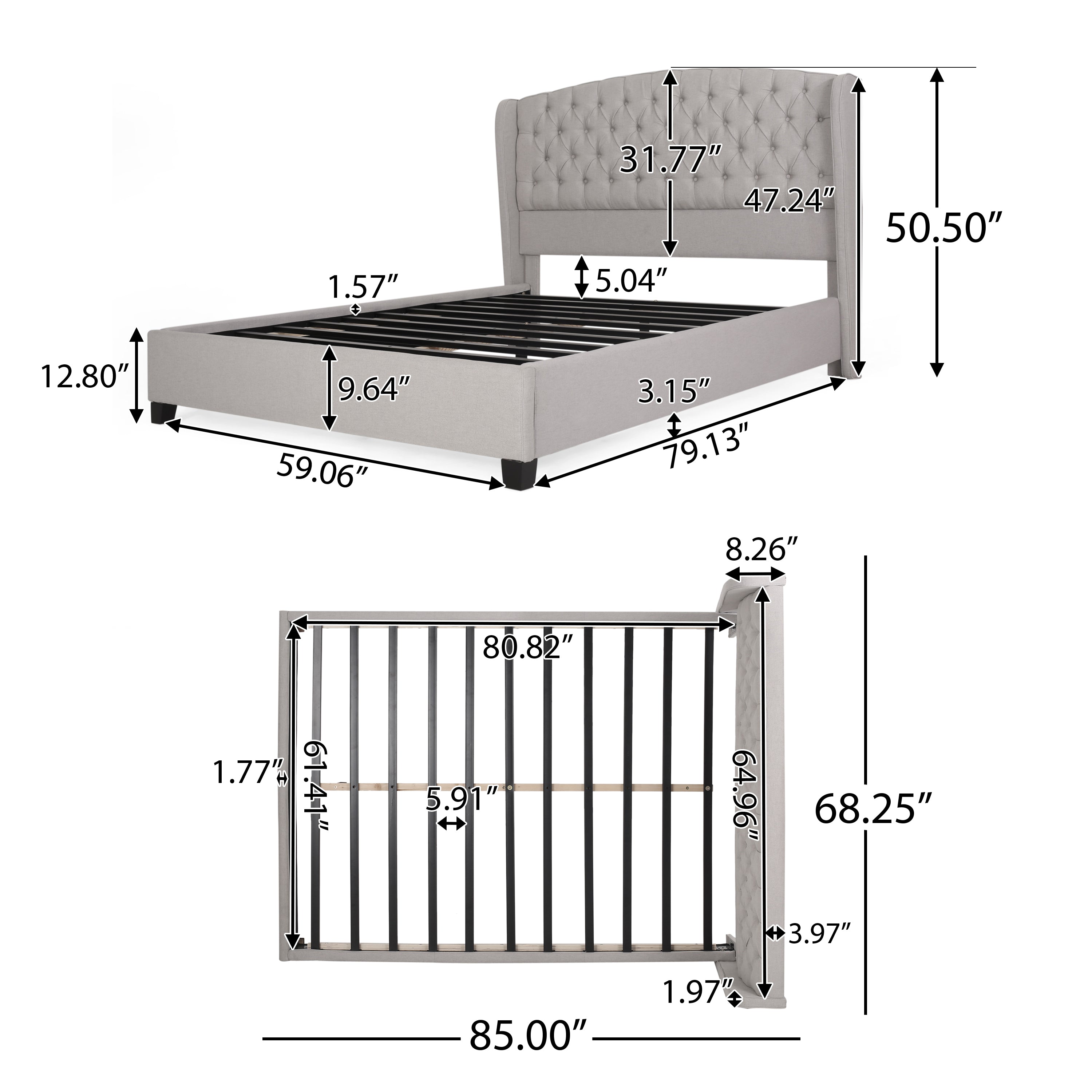 Button Tufted Wingback Bed