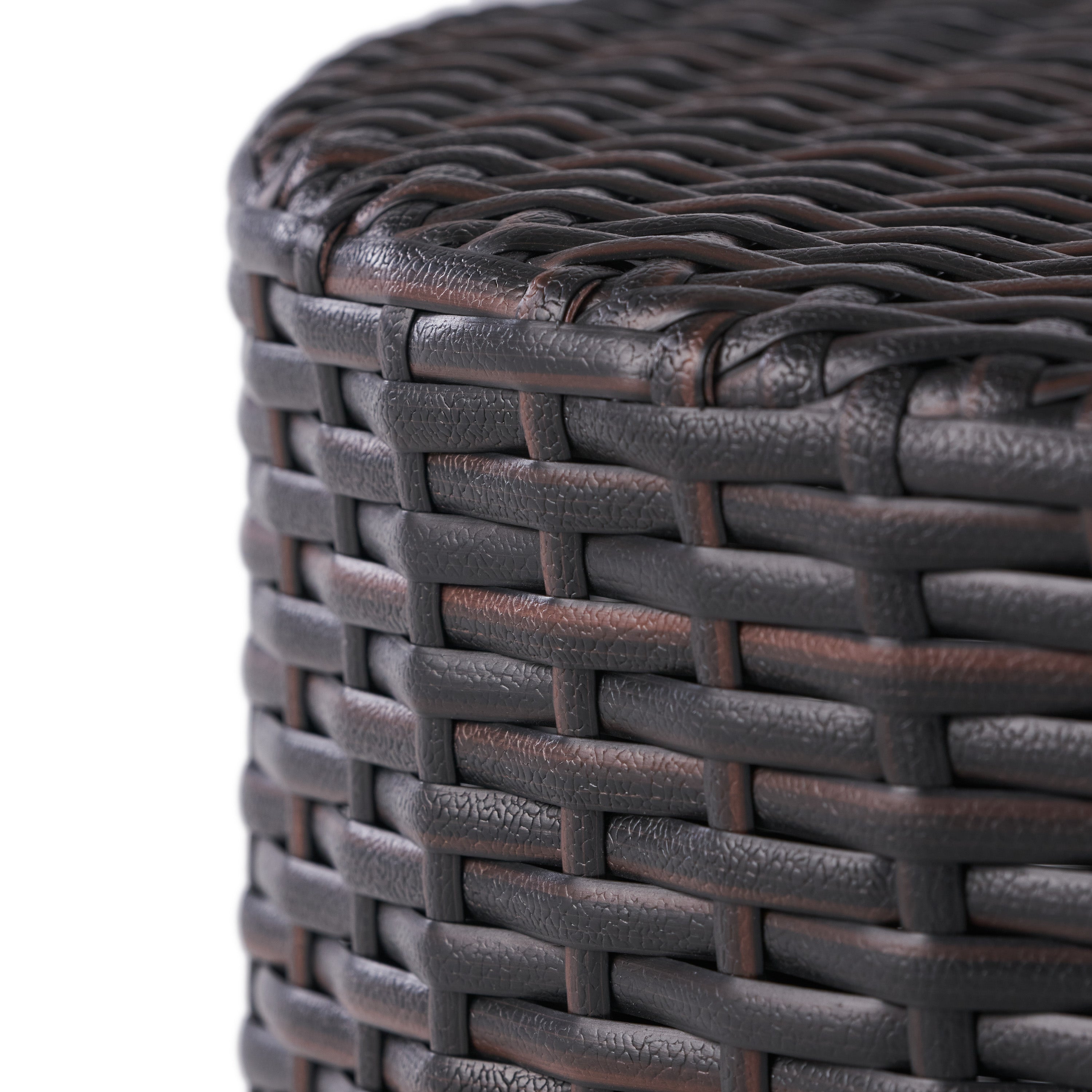 Barrel Side Table with Handcrafted Details, Brown
