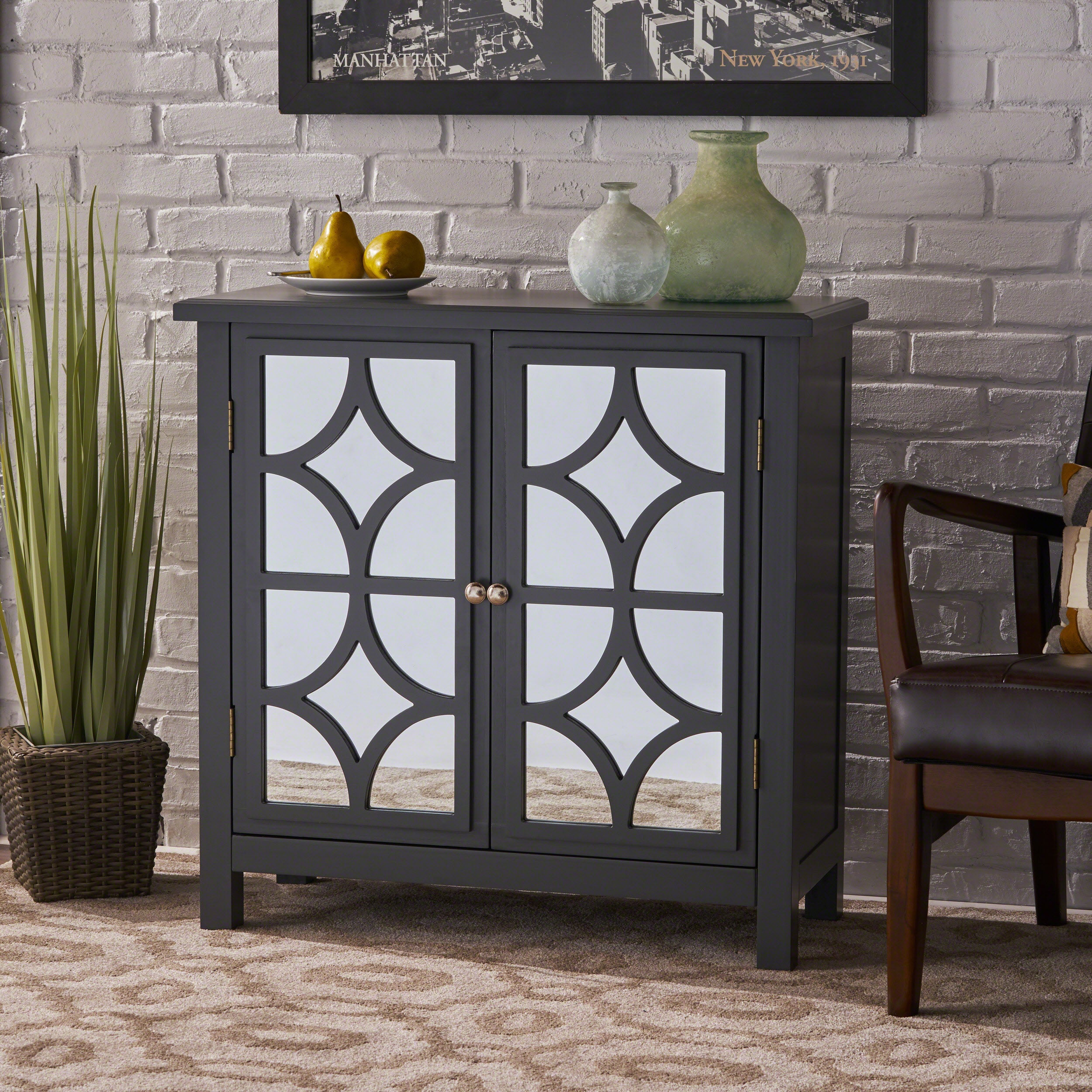 Firwood Mirror Finished Double Door Cabinet