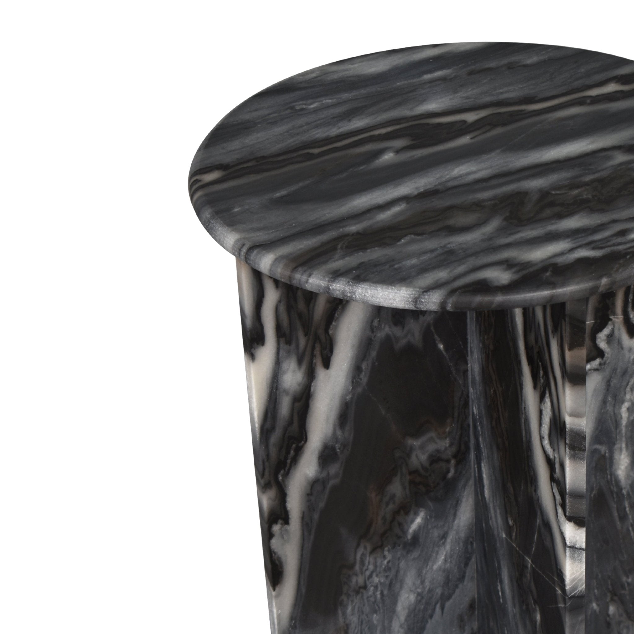 Javier Contemporary Natural Marble Handmade X - Shaped End Table - Side Tables