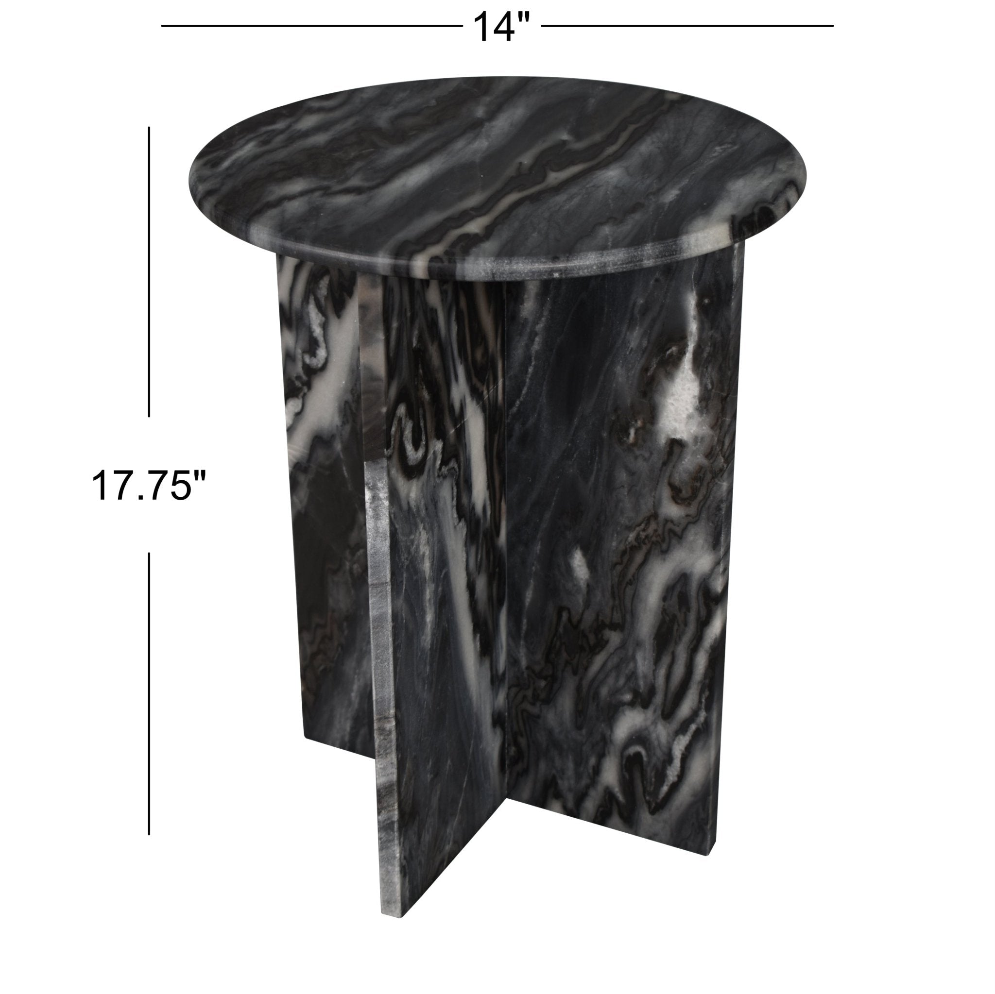 Javier Contemporary Natural Marble Handmade X - Shaped End Table - Side Tables
