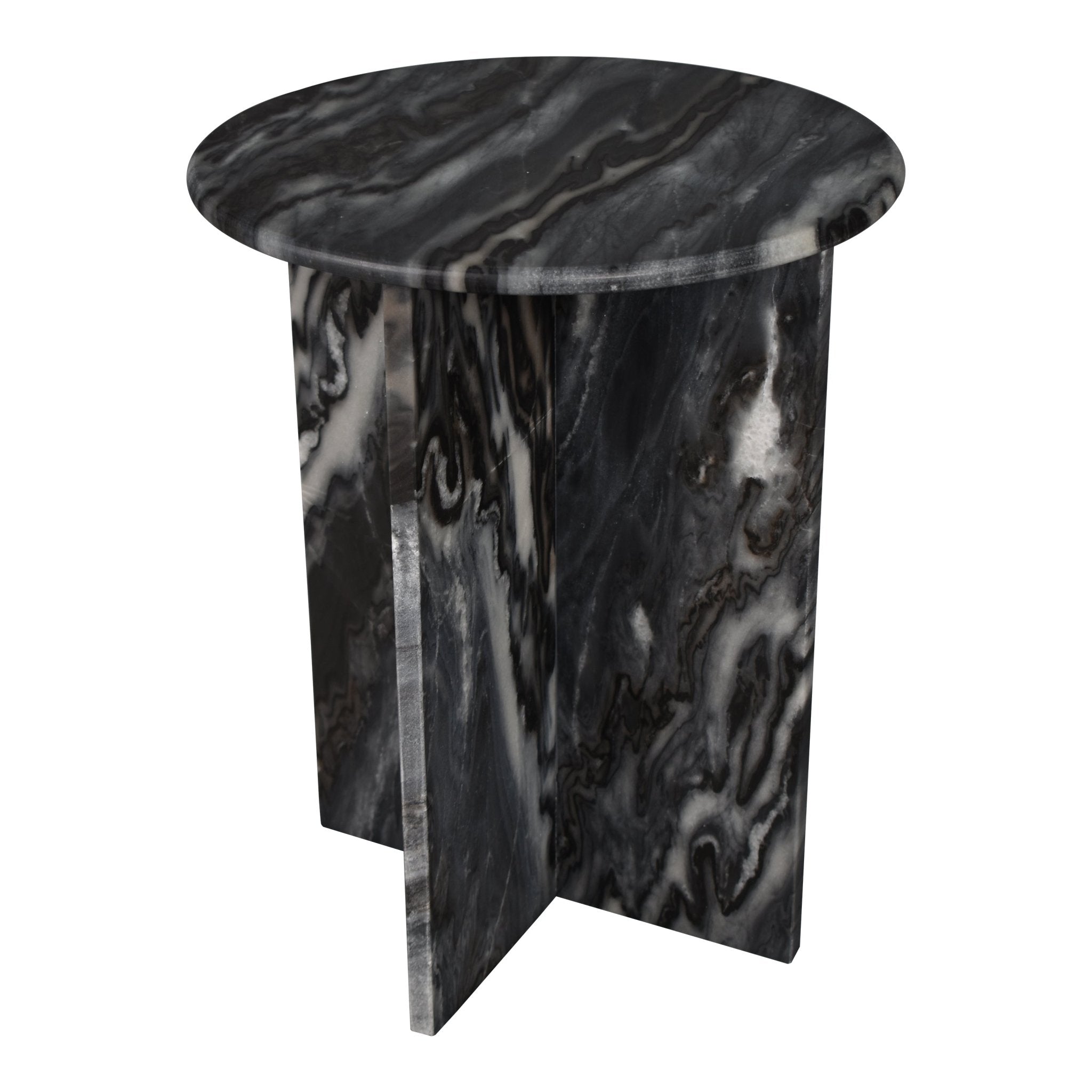 Javier Contemporary Natural Marble Handmade X - Shaped End Table - Side Tables