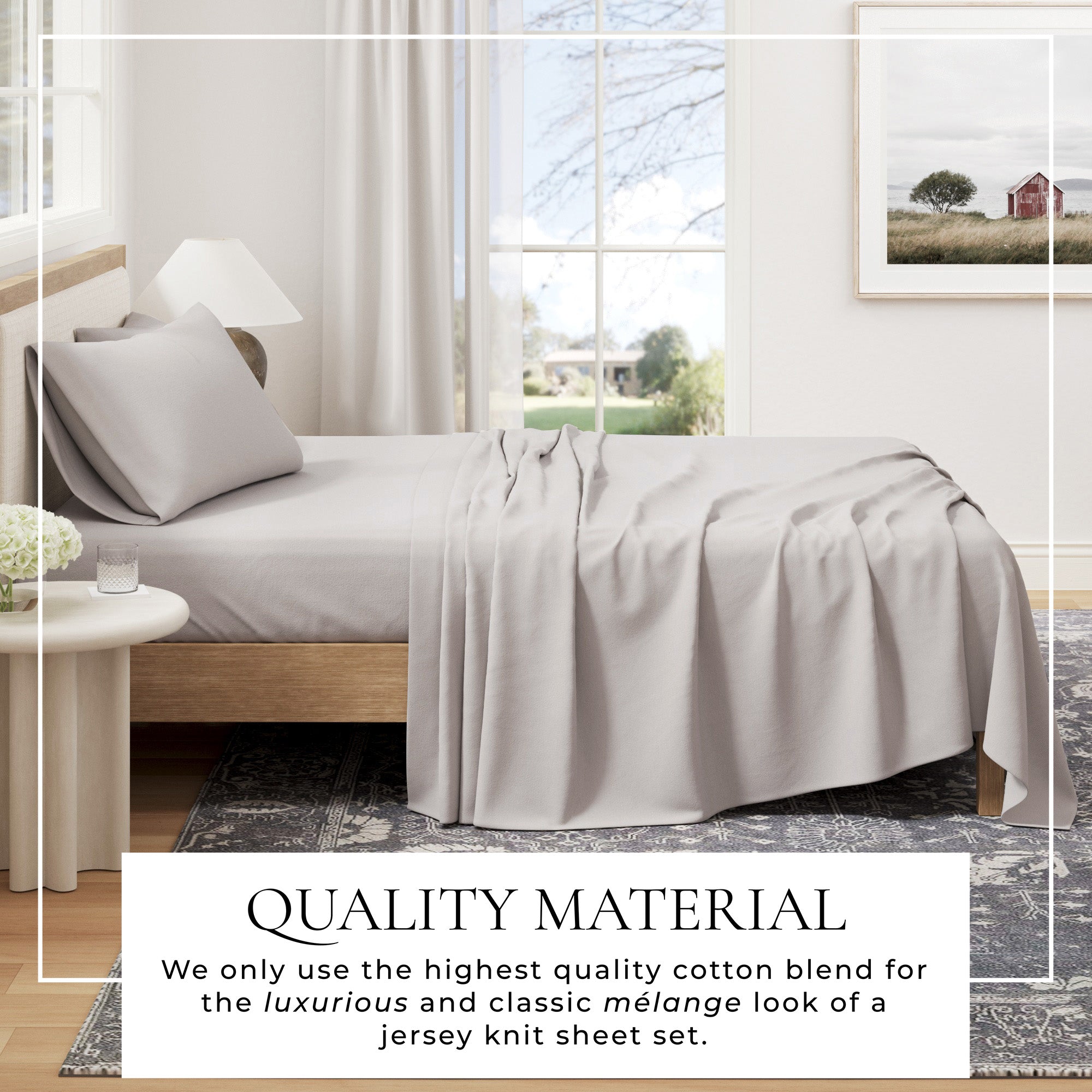 Cotton Heathered Melange Jersey Knit Sheet Set