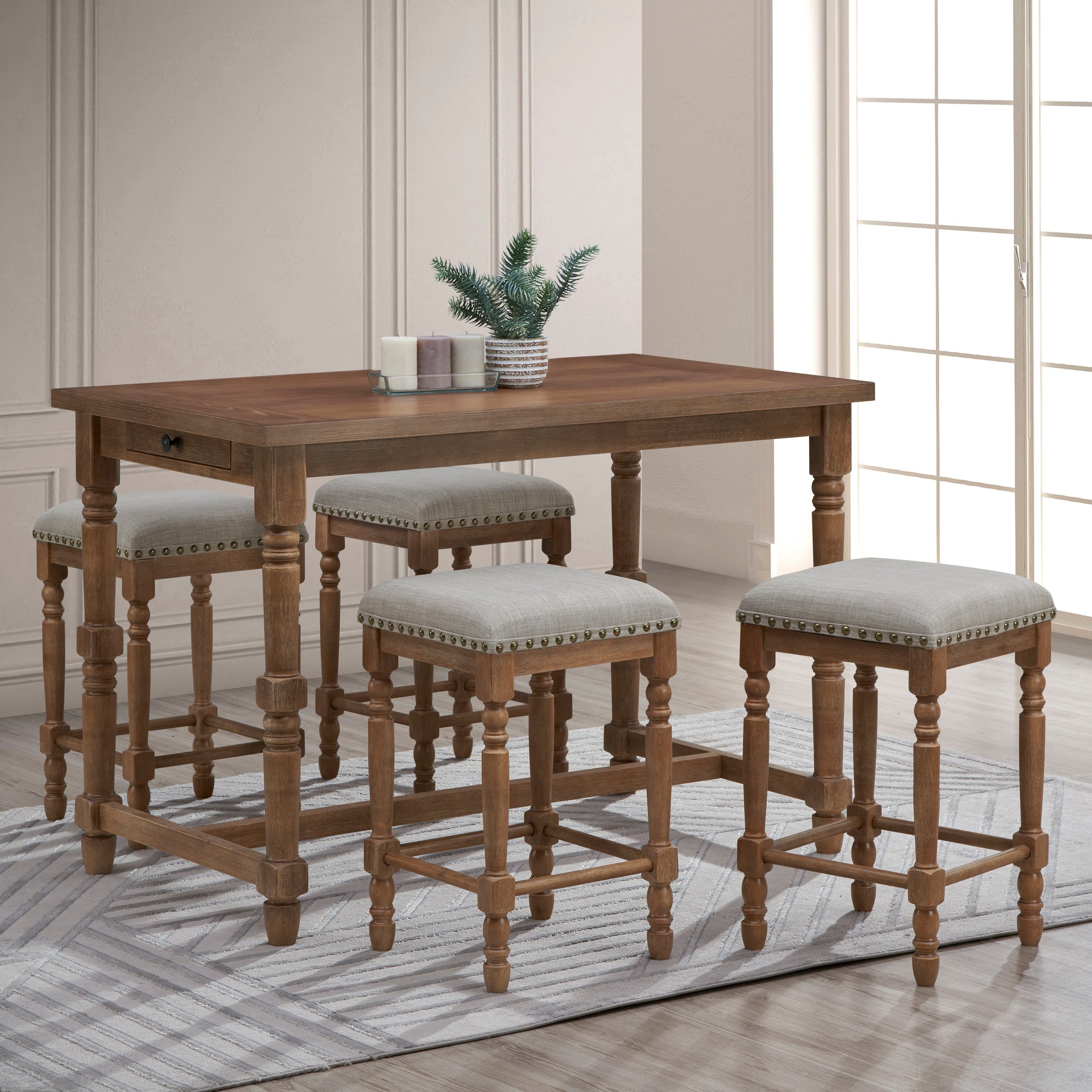 Set of Brittany Upholstered Stools