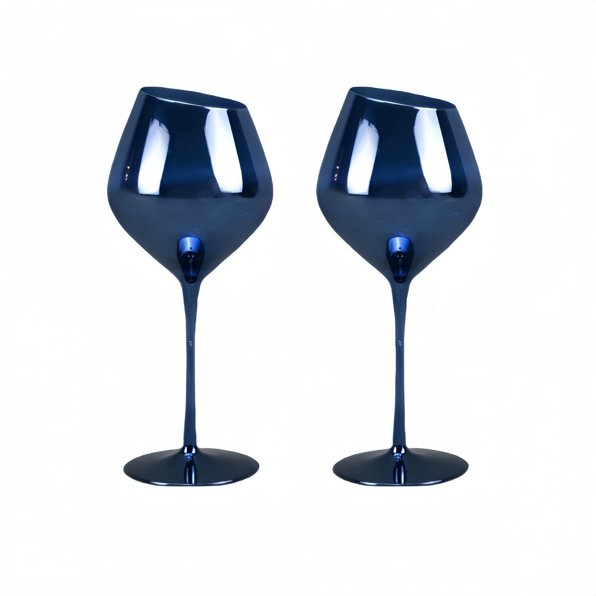 Jeanne Fitz Slant Collection Red Wine Glasses, Set of 2, Blue - Wine Glasses