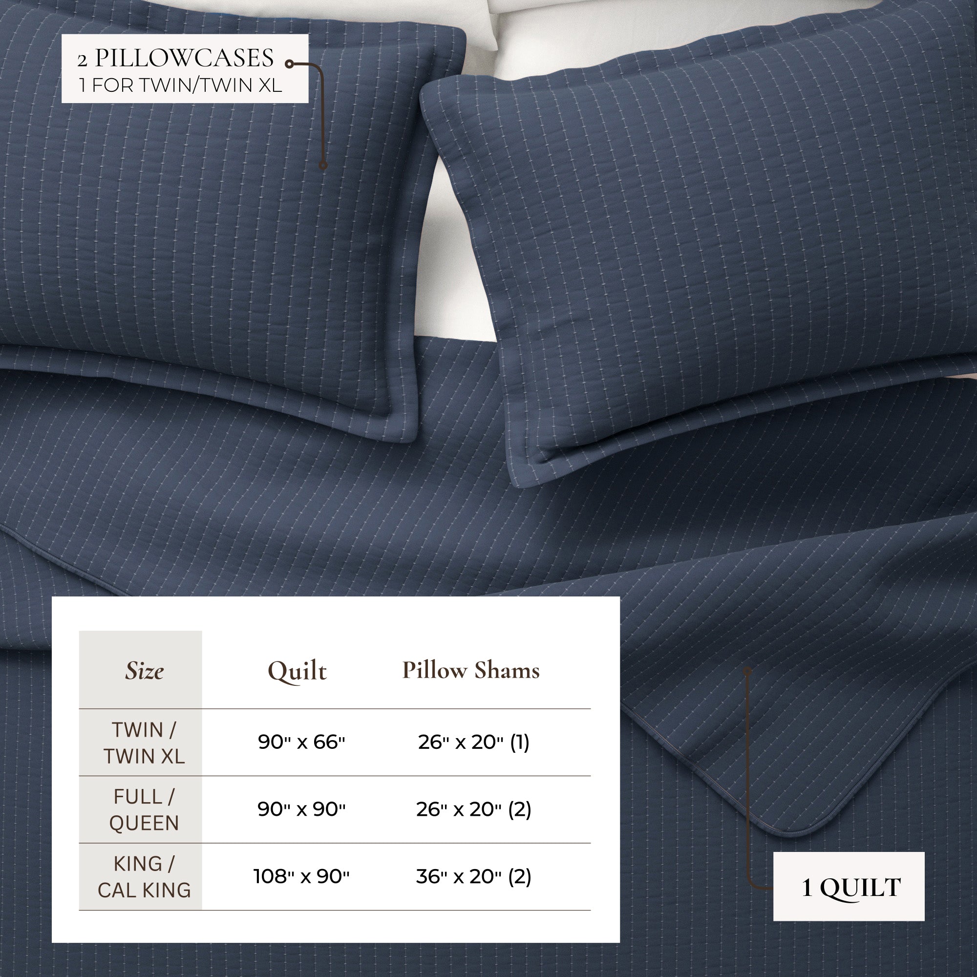 Stitched Quilt Set with Shams