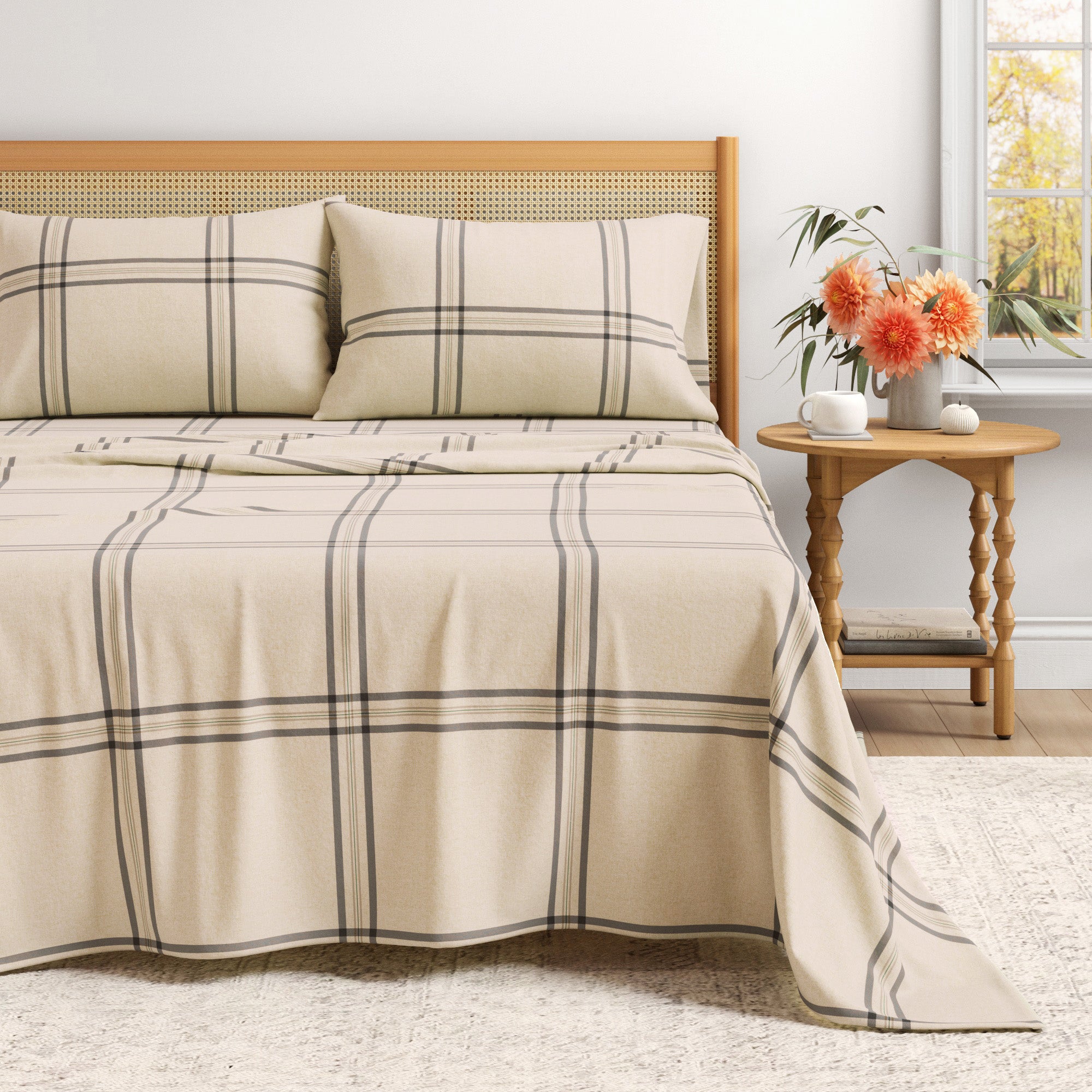 100% Turkish Cotton Plaid Flannel Sheet Sets